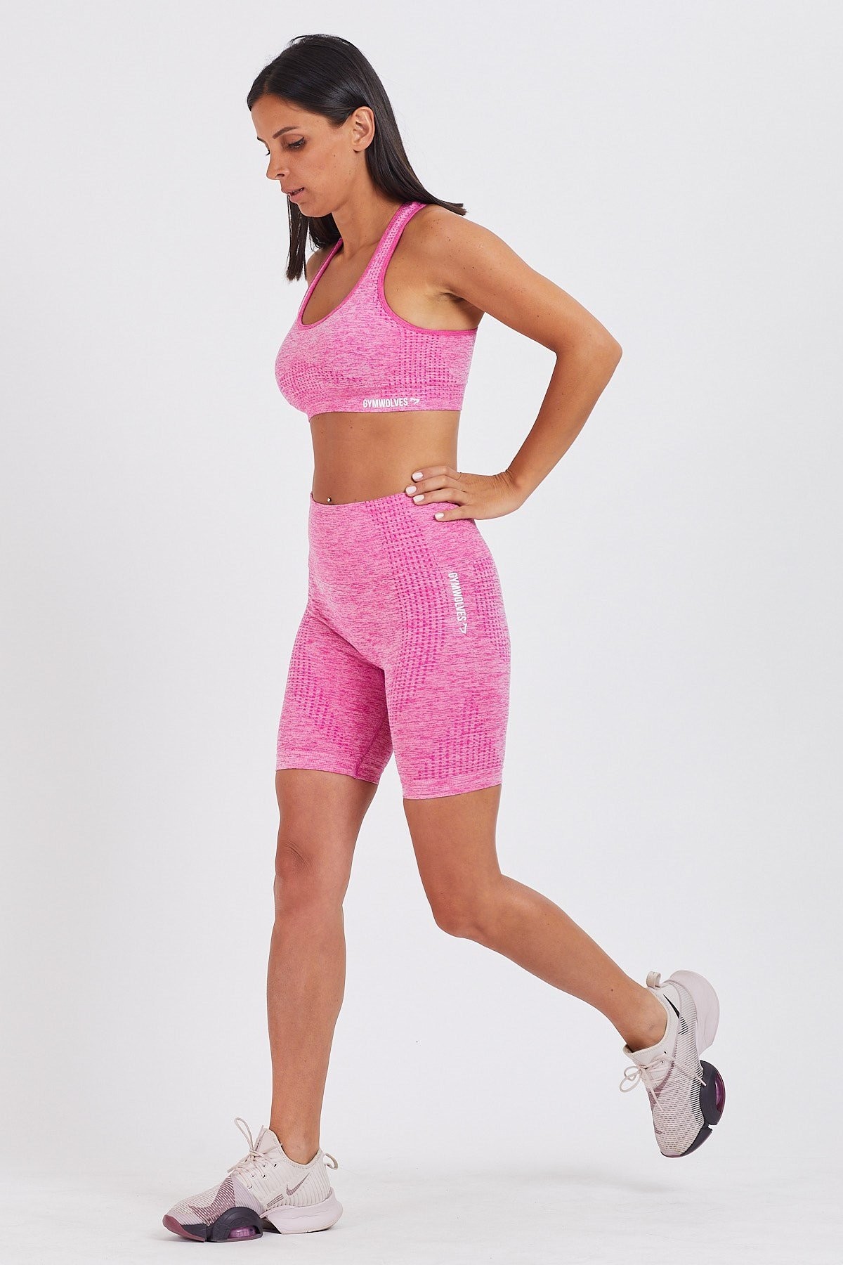 Gymwolves Kadın Spor Şort | Koyu Pembe | Aktivated Serisi | Dikişsiz Spor Şort | Woman Biker Sports Sorts
