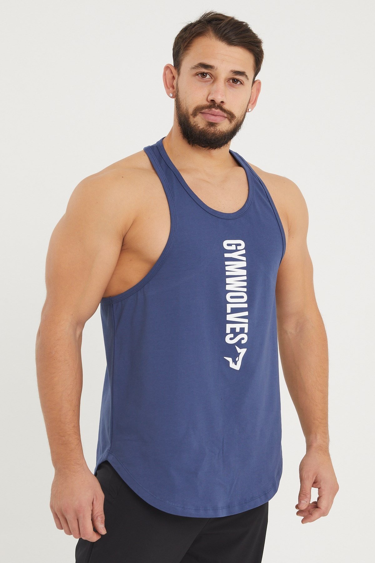 Gymwolves Spor Atleti | Stringer | Workout Tanktop | İndigo | Comfortable Serisi