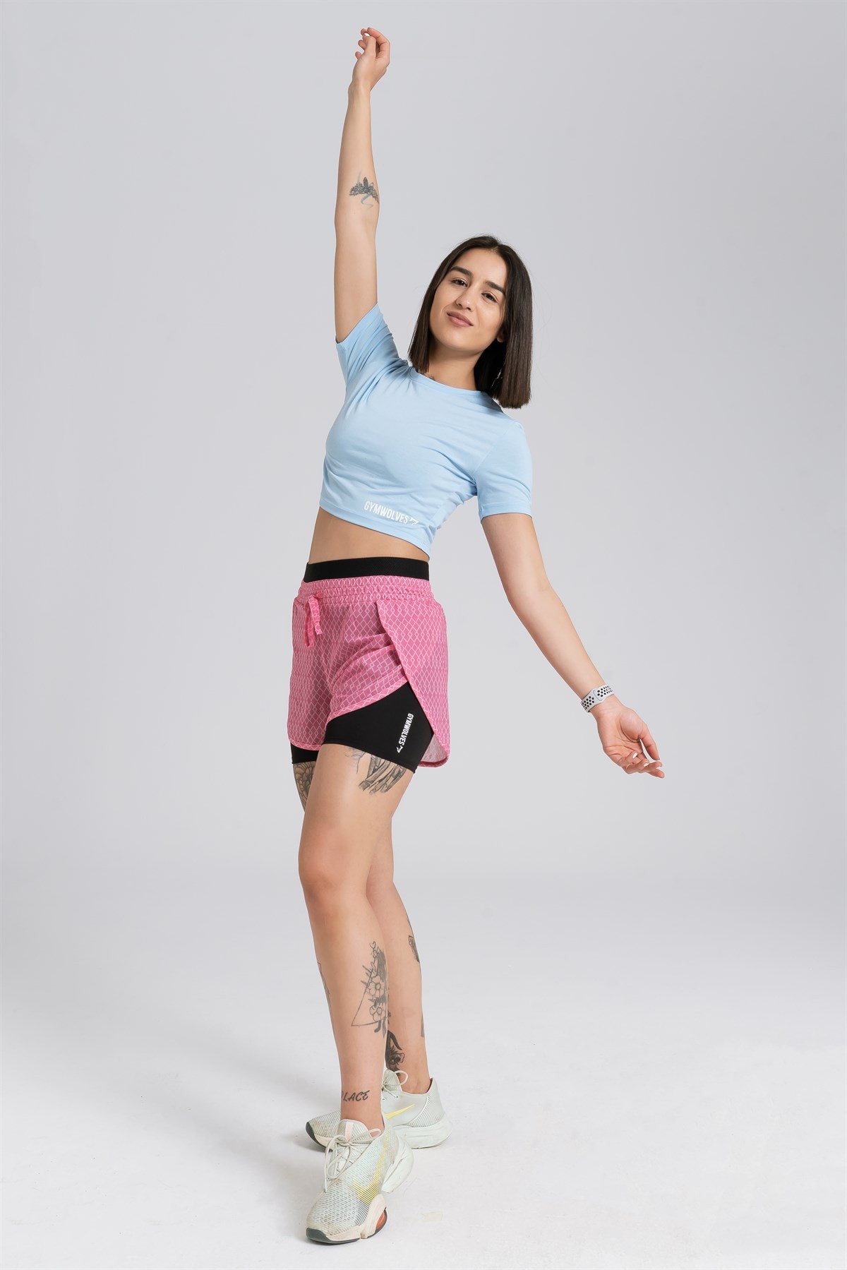 Gymwolves Kadın Body Crop Tops | Light Blue | Cotton Serisi |
