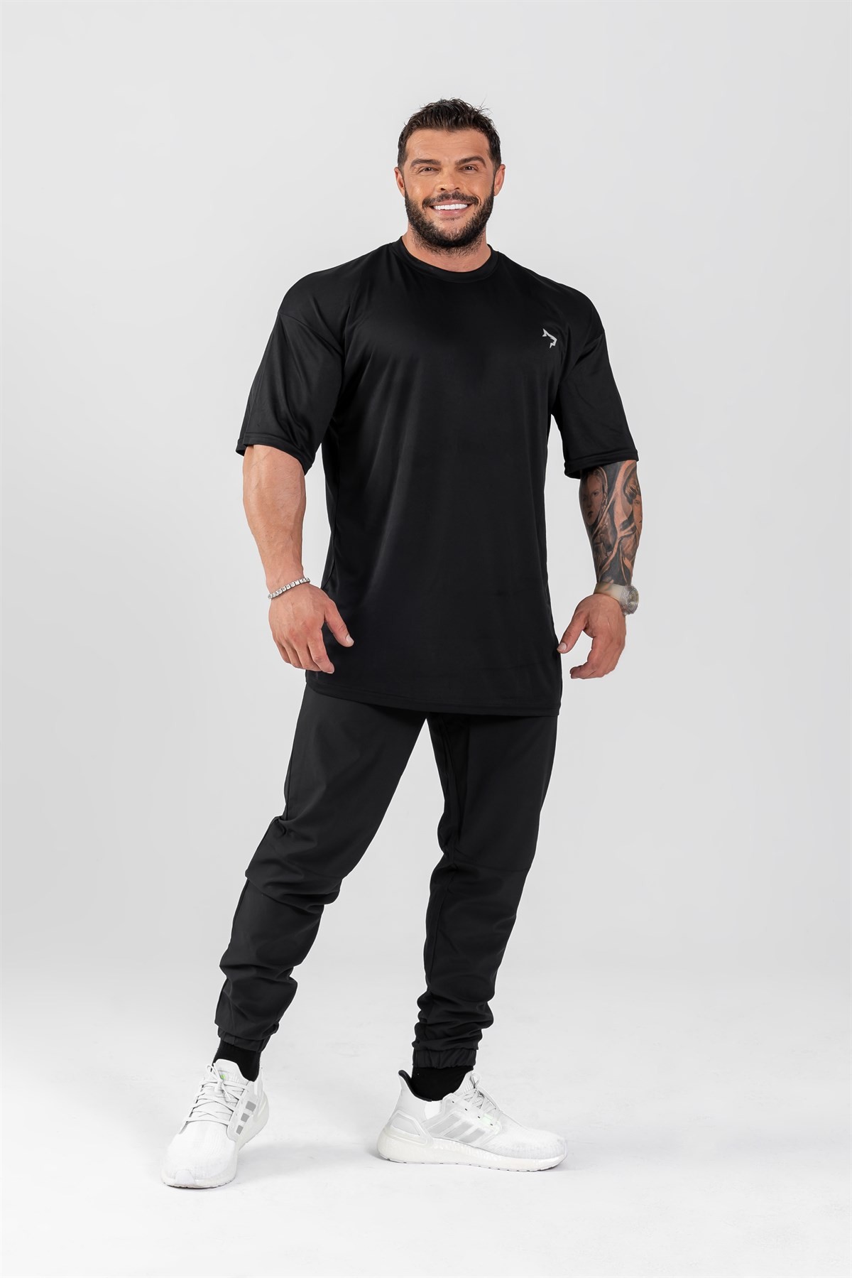 Gymwolves Erkek Over Size Spor T-Shirt | Siyah |  Workout T-Shirt | Relax Serisi |
