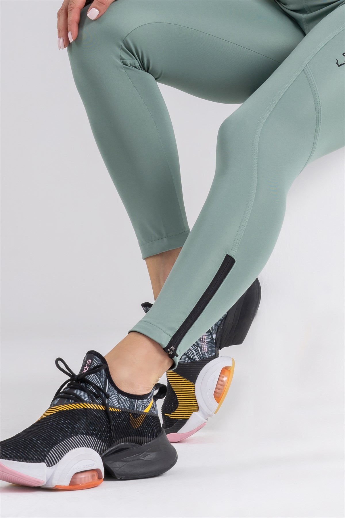 Gymwolves Spor Tayt | Push Up Woman Sports Leggings | Yeşil | Running Series |