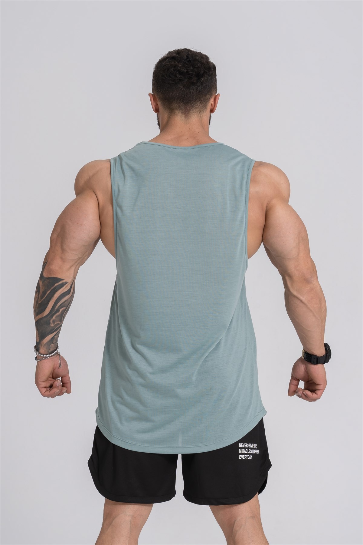 Gymwolves Erkek Kolsuz T-Shirt | Erkek Spor T-shirt | Yeşil | Workout Tanktop |