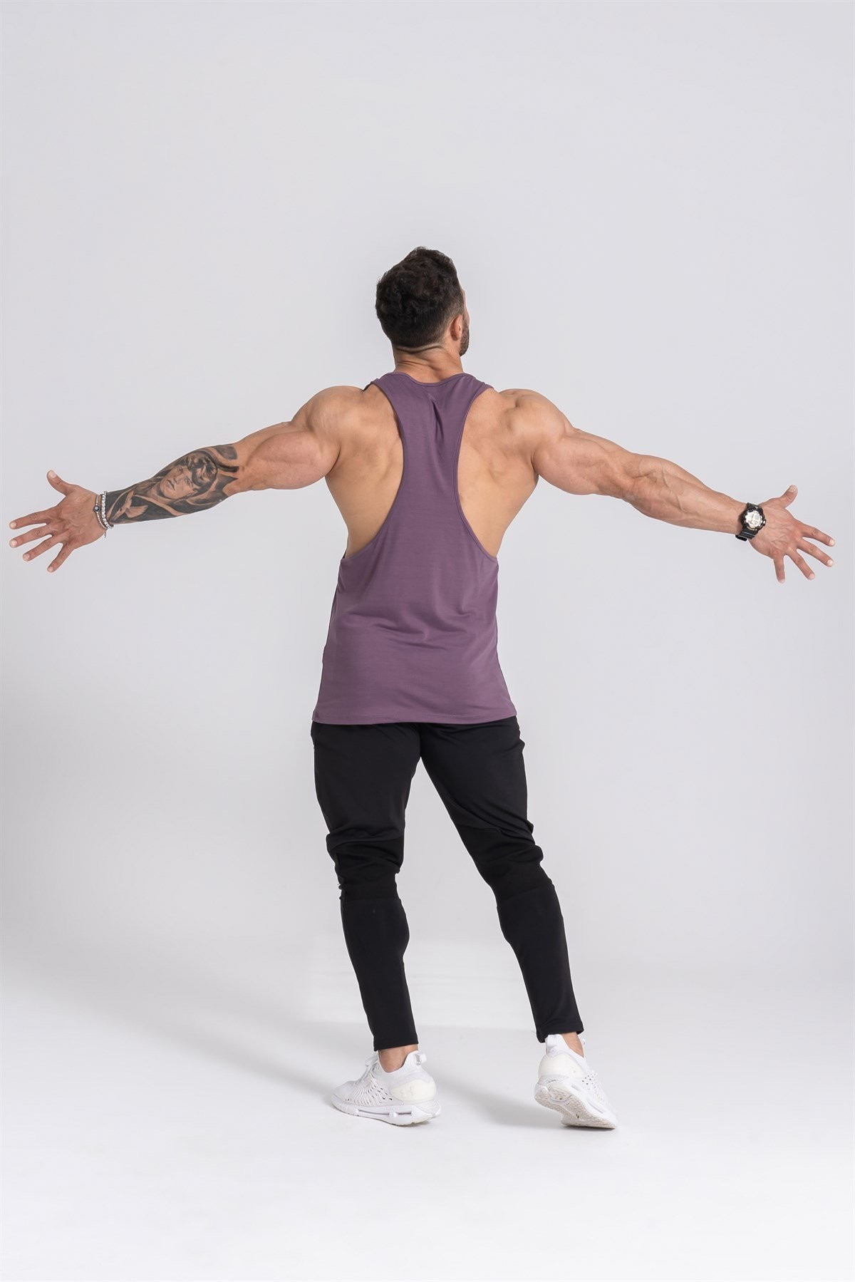 Gymwolves Spor Atleti | Stringer | Mor | Workout Tanktop | Comfortable Serisi