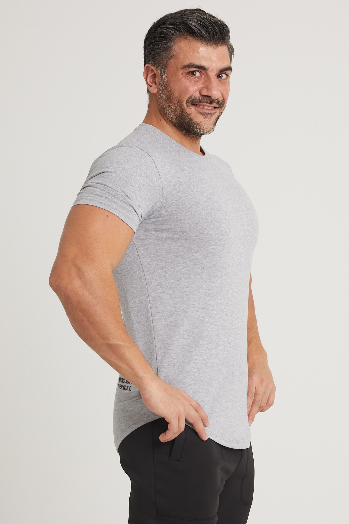Gymwolves Erkek Spor T-Shirt | T-shirt | Workout Tanktop | Gri | Never Give Up |
