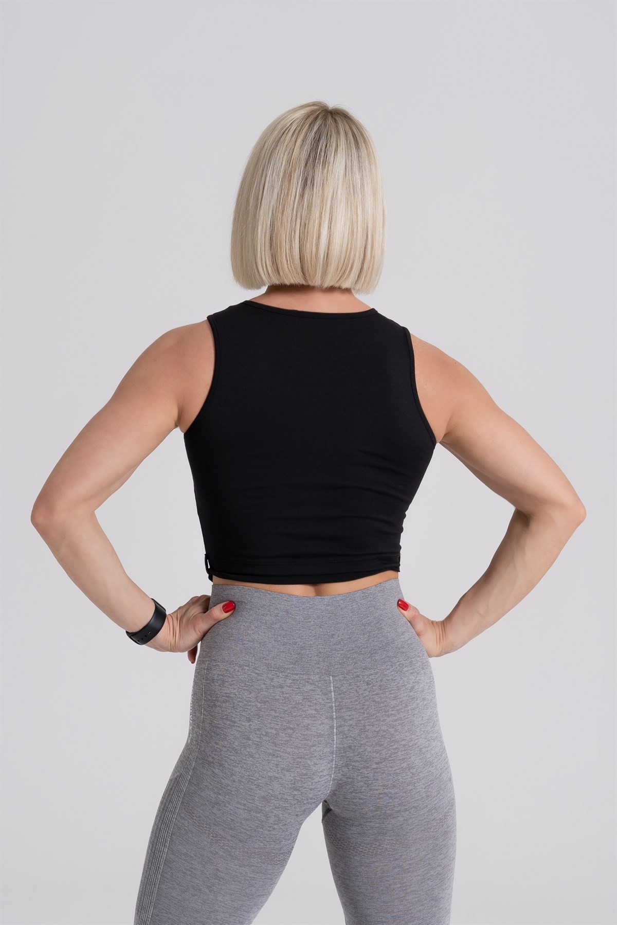 Gymwolves Bağ Detaylı Body Crop Tops | Siyah | Cotton Serisi |