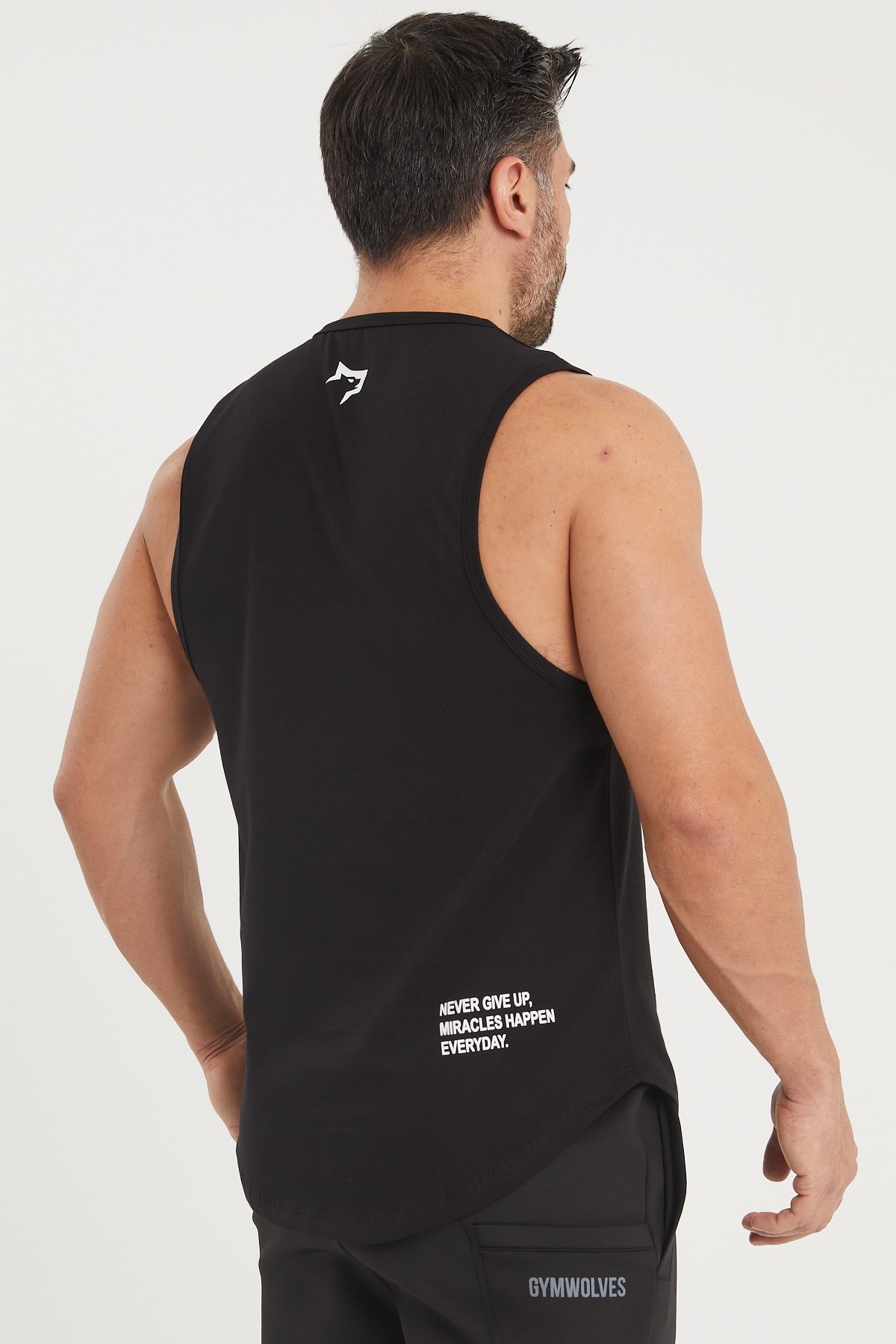 Gymwolves Erkek Kolsuz T-Shirt | Erkek Spor T-shirt | Siyah | Workout Tanktop |