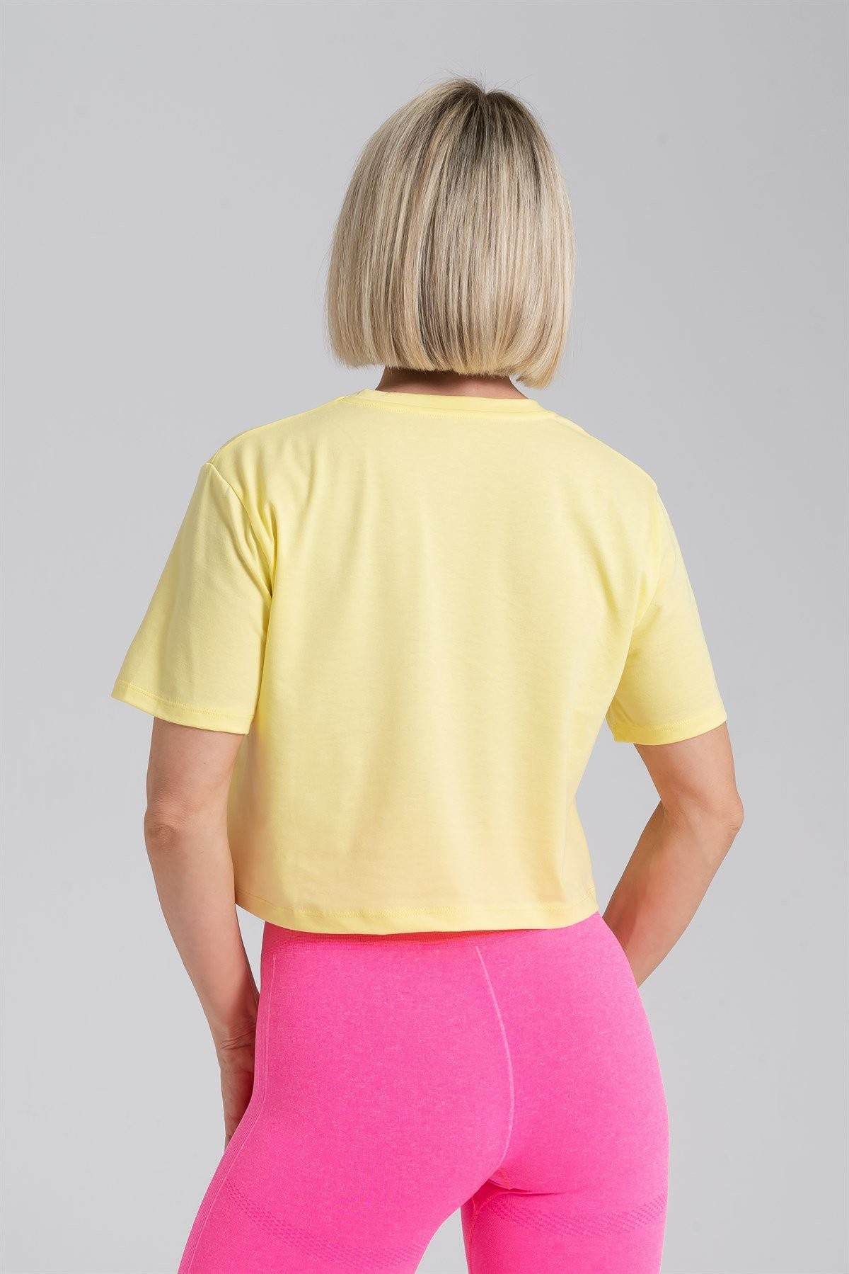 Gymwolves Relax Kadın Crop Tops | Sarı | Cotton Serisi |