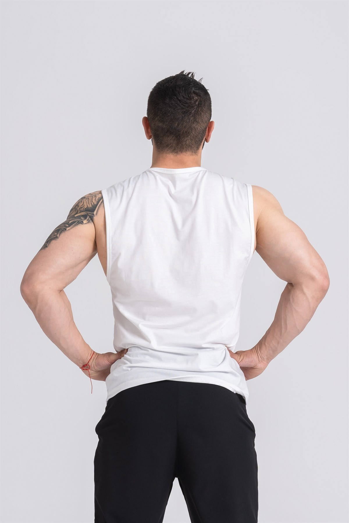 Gymwolves Erkek Kolsuz T-Shirt | Erkek Spor T-shirt | Beyaz | Workout Tanktop |