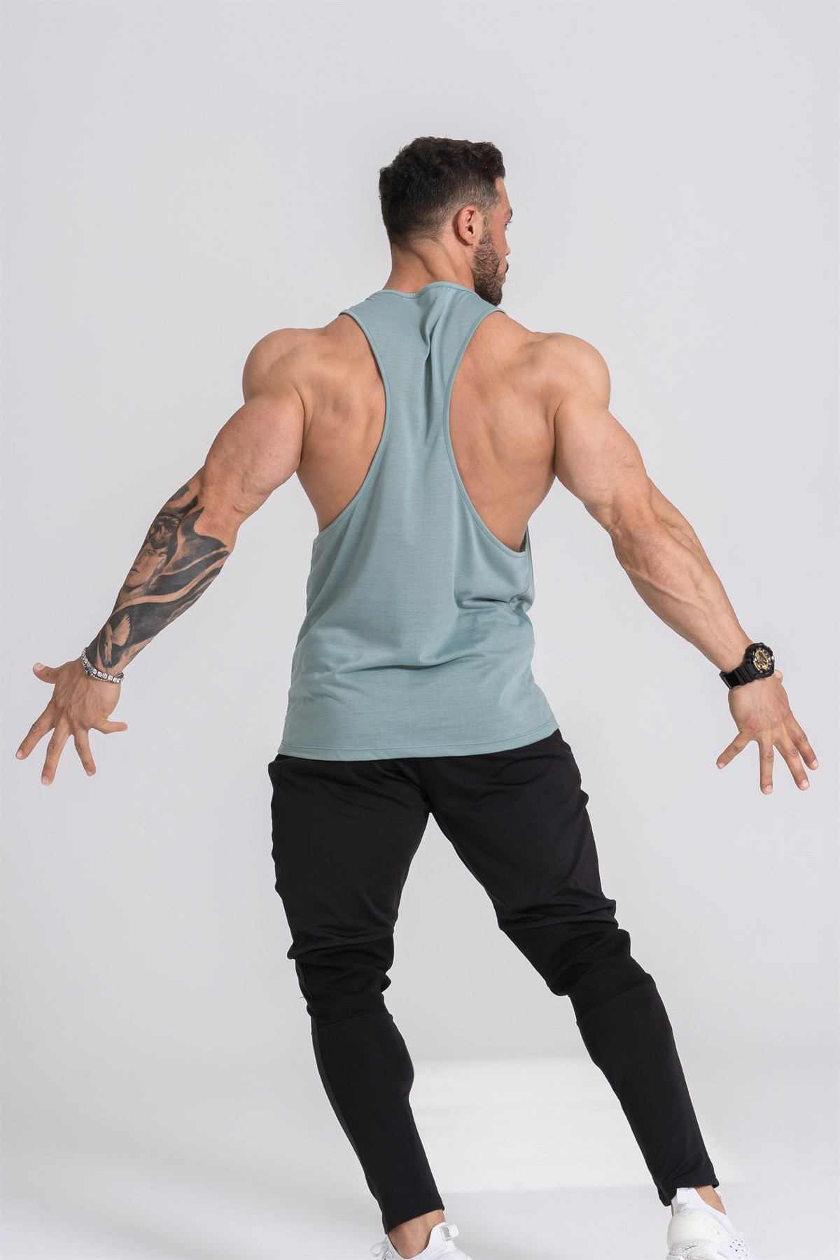 Gymwolves Spor Atleti | Stringer | Yeşil | Workout Tanktop | Comfortable Serisi