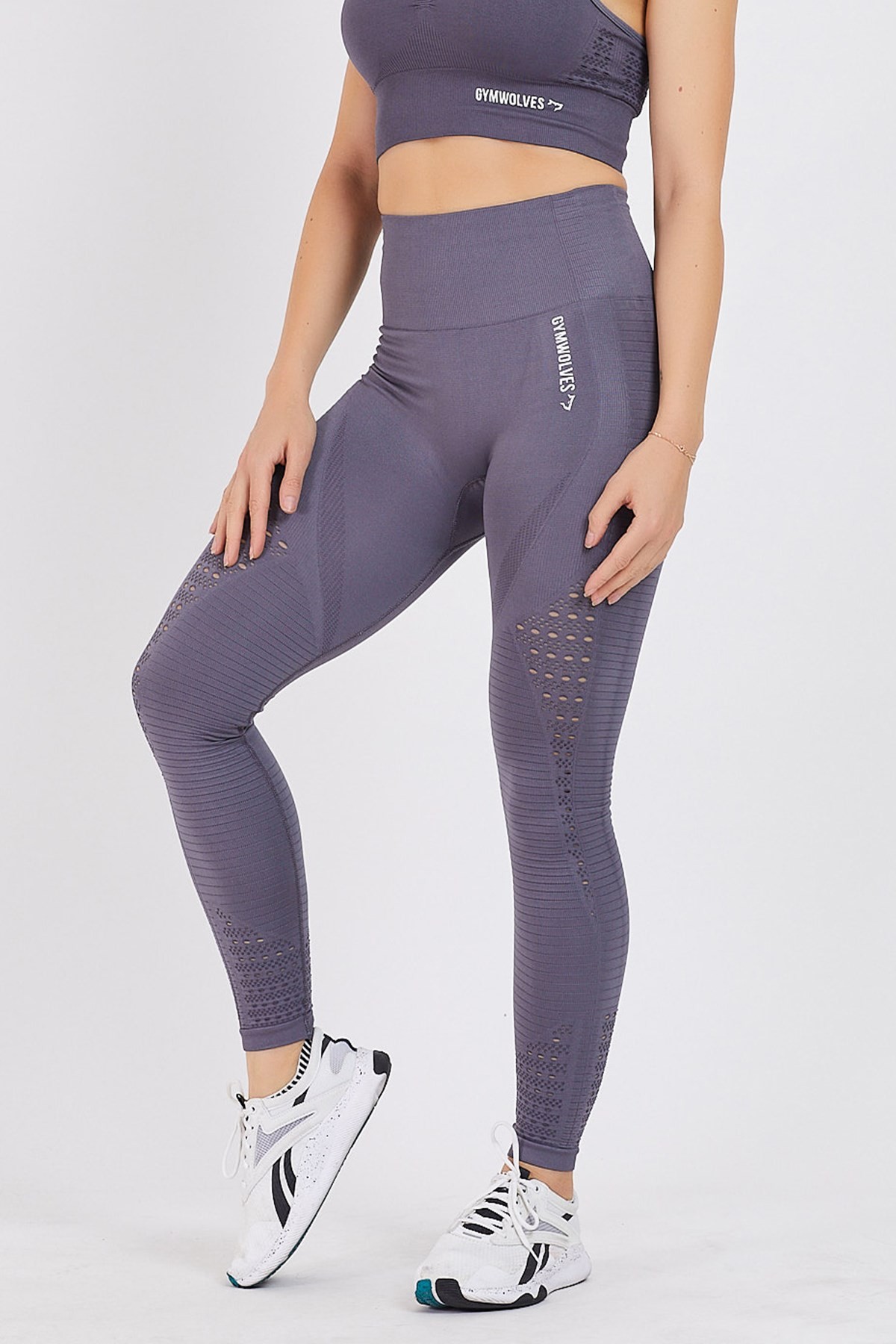 Gymwolves Dikişsiz Spor Tayt | Seamles Leggings | Koyu Gri | Motive Serisi |