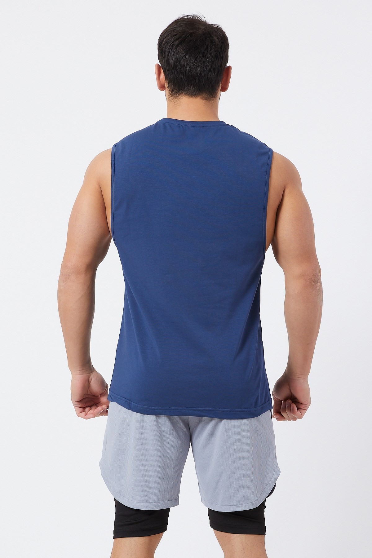 Gymwolves Erkek Kolsuz T-Shirt | Erkek Spor T-shirt | İndigo | Workout Tanktop |