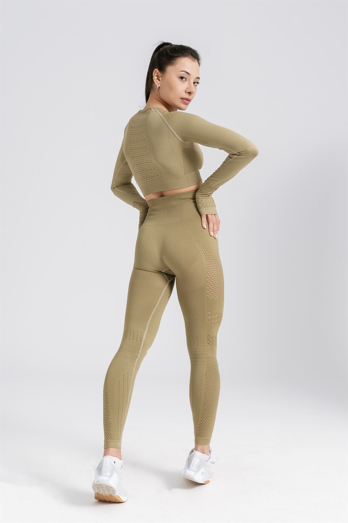 Gymwolves Dikişsiz Spor Tayt | Seamles Leggings | Yeşil | Aktive Power Serisi |