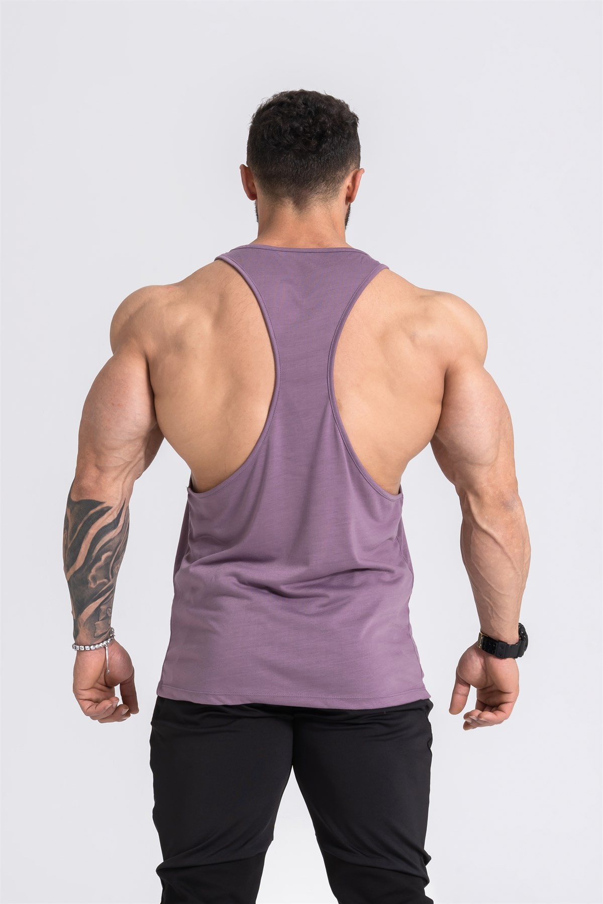 Gymwolves Erkek Spor Atleti İnce Askılı | Stringer | Mor | Workout Tanktop |