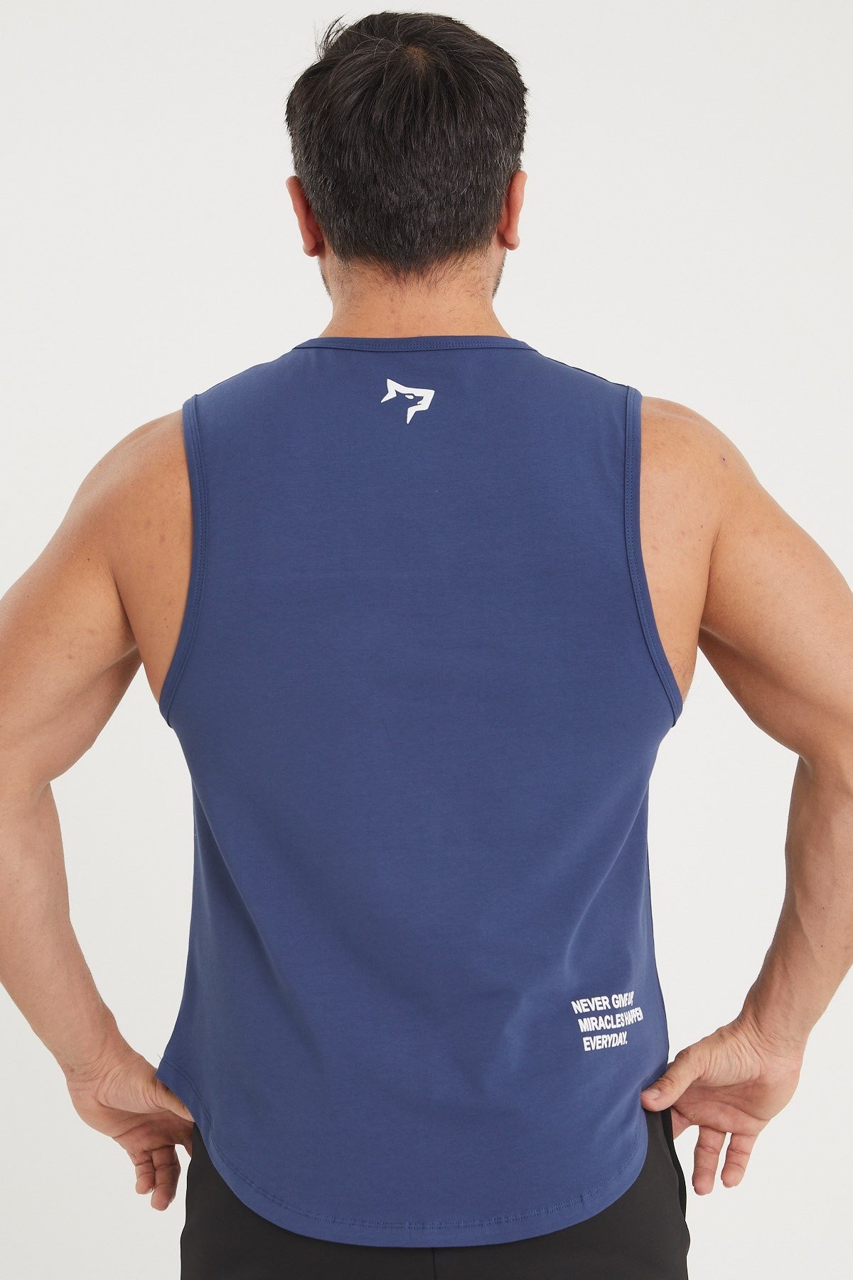 Gymwolves Erkek Kolsuz T-Shirt | Erkek Spor T-shirt | İndigo | Workout Tanktop |