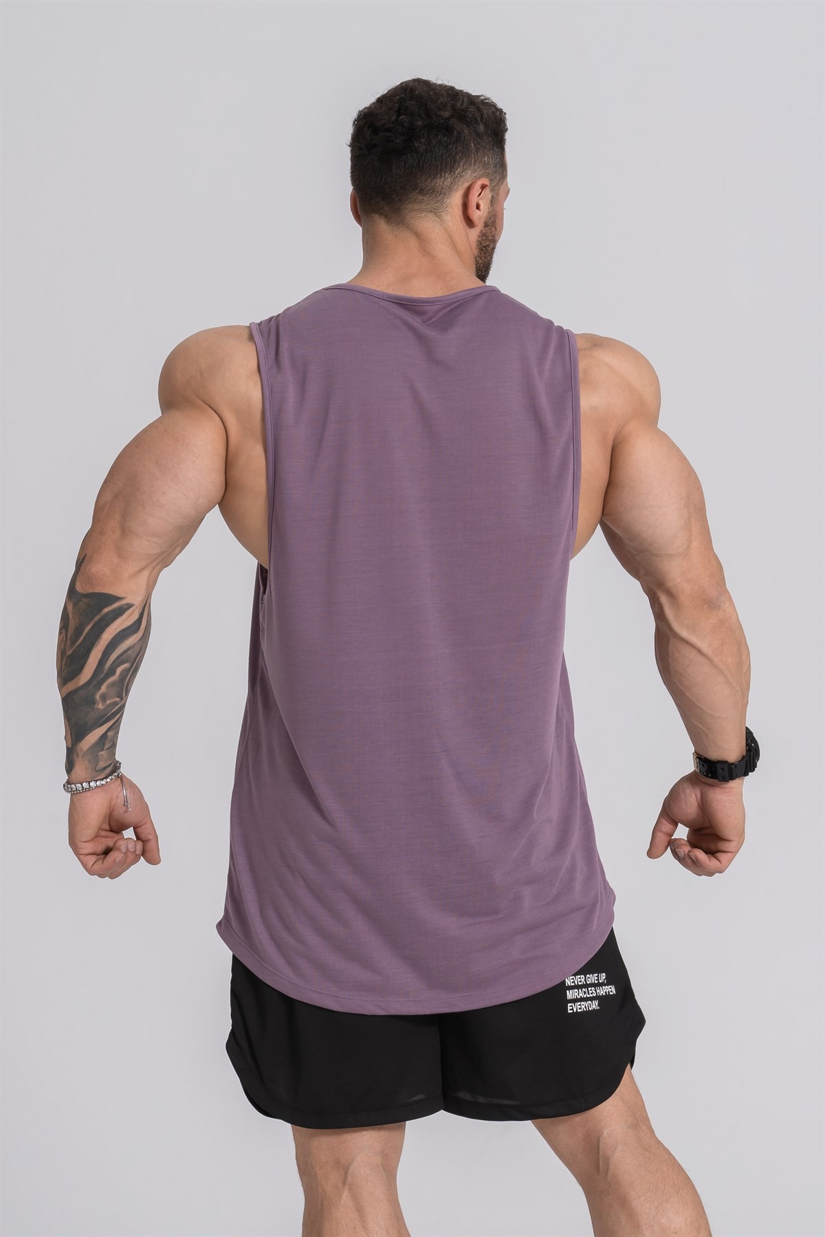 Gymwolves Erkek Kolsuz T-Shirt | Erkek Spor T-shirt | Mor | Workout Tanktop |