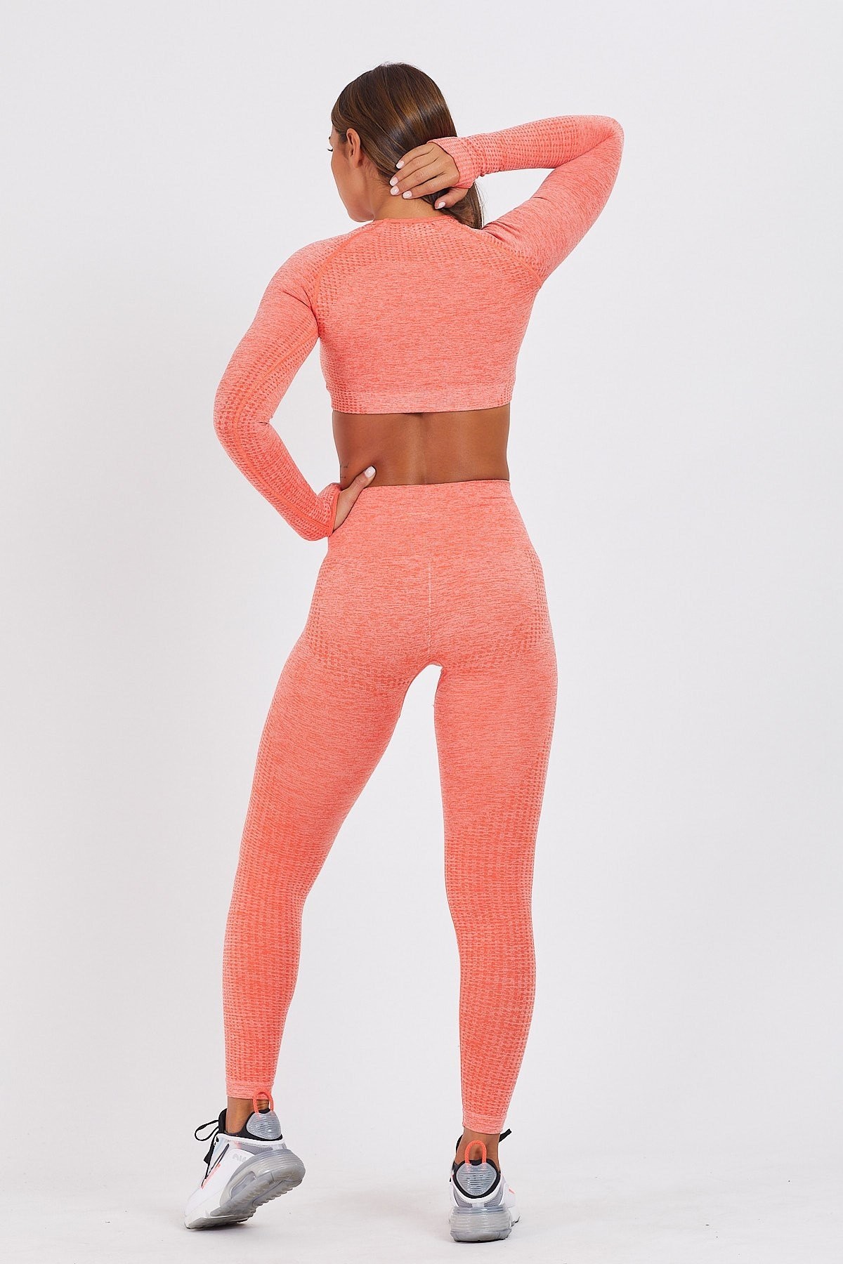 Gymwolves Kadın Uzun Kollu Dikişsiz Spor Tişört | Crop Tops | Turuncu | Activated Serisi |