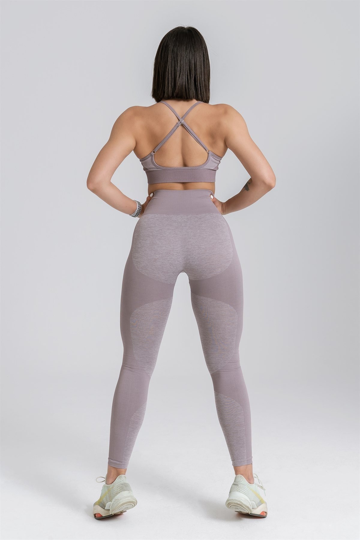 Gymwolves Dikişsiz Spor Tayt | Seamles Leggings | Kahverengi | Strong Serisi |