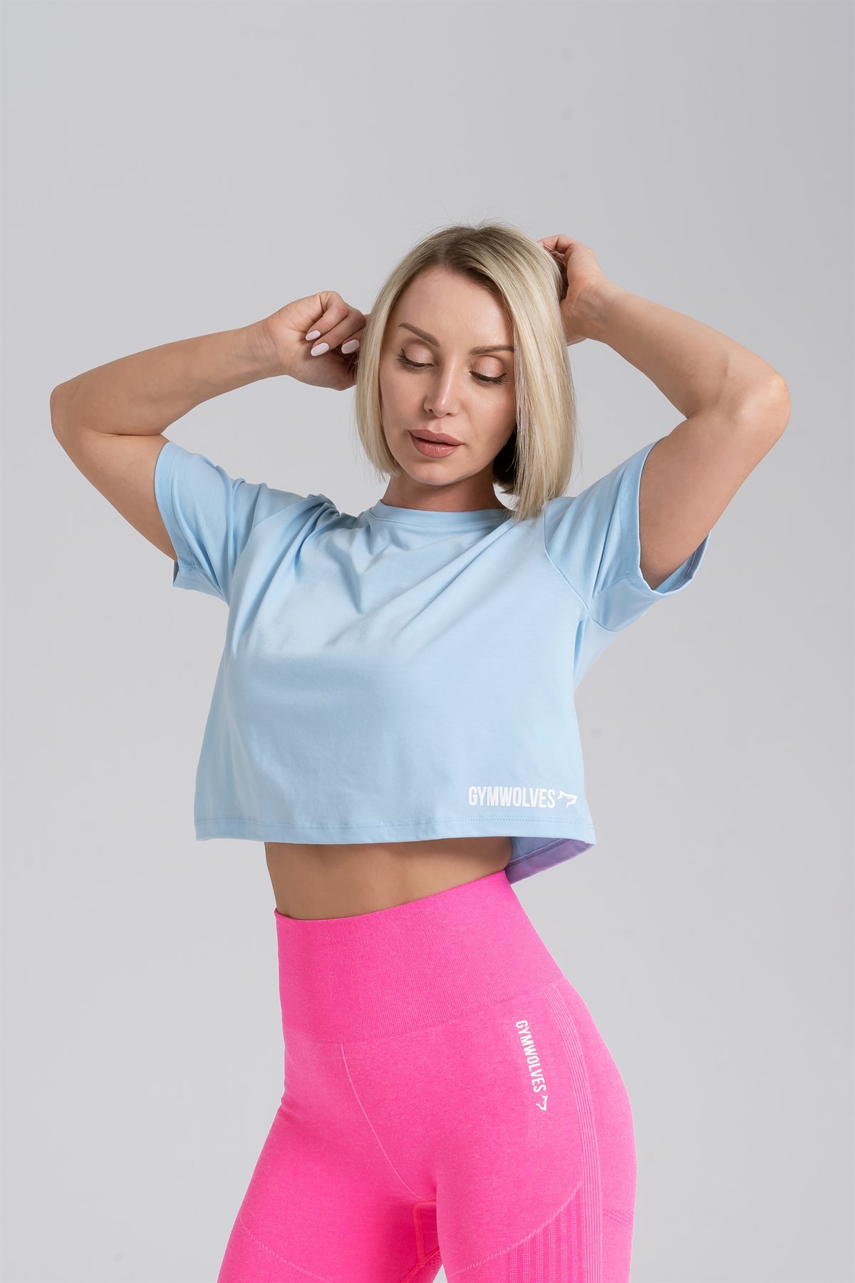Gymwolves Relax Kadın Crop Tops | Light Blue | Cotton Serisi |