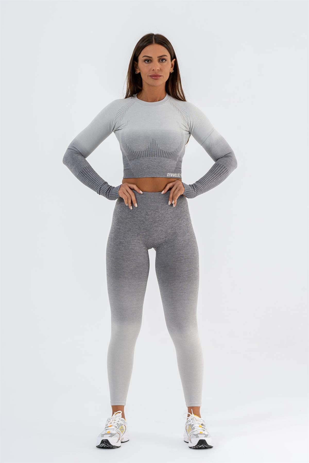 Gymwolves Dikişsiz Spor Tayt | Gri | Seamles Leggings | Ombre Serisi |
