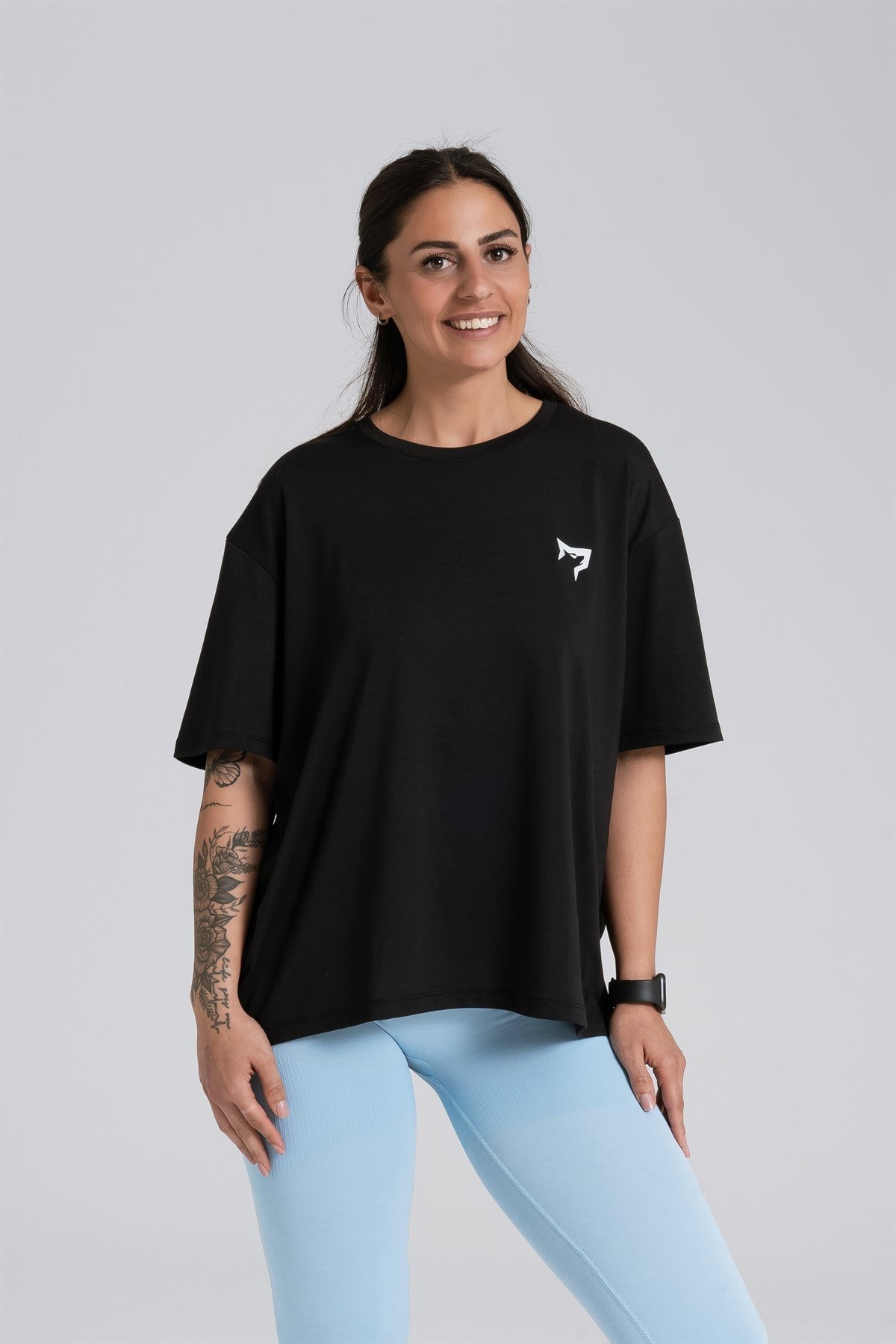 Gymwolves Oversize Kadın T-Shirt | Siyah | Cotton Serisi |