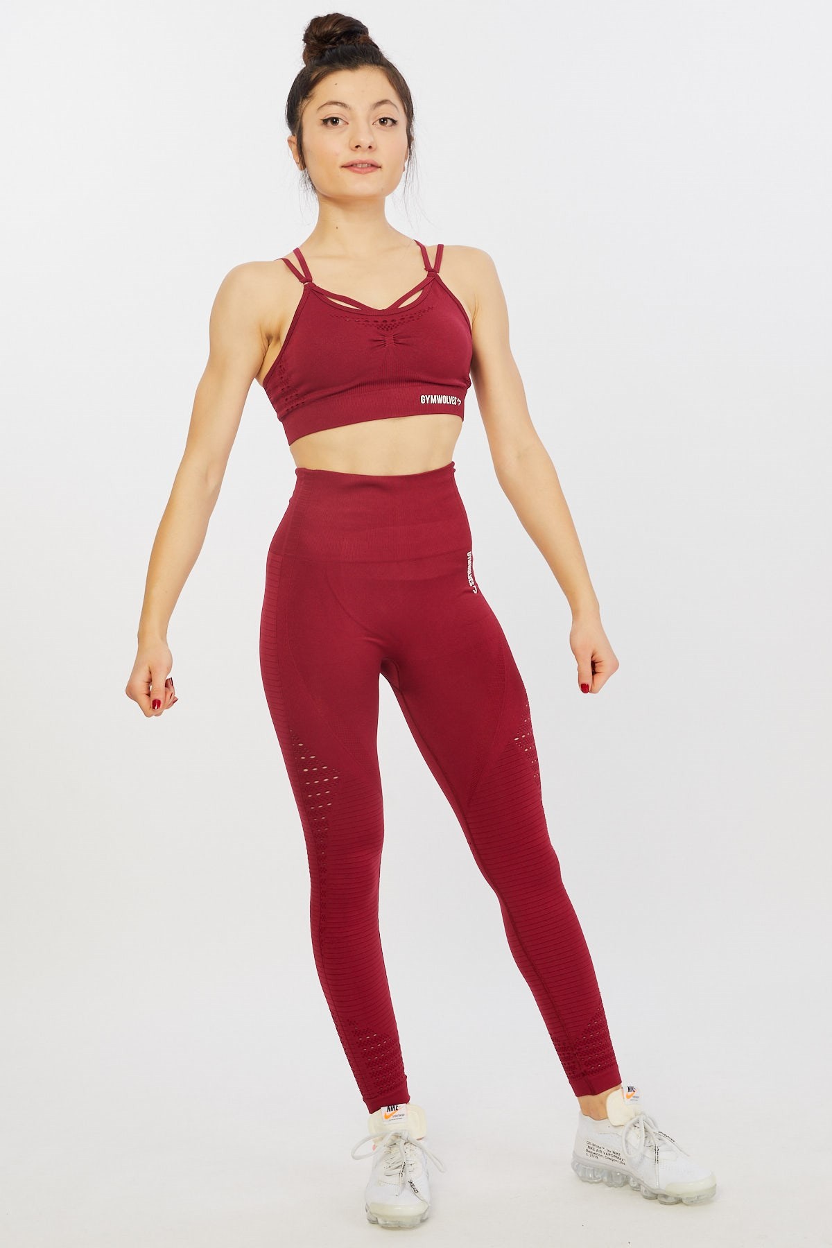 Gymwolves Dikişsiz Spor Tayt | Seamles Leggings | Bordo | Motive Serisi |
