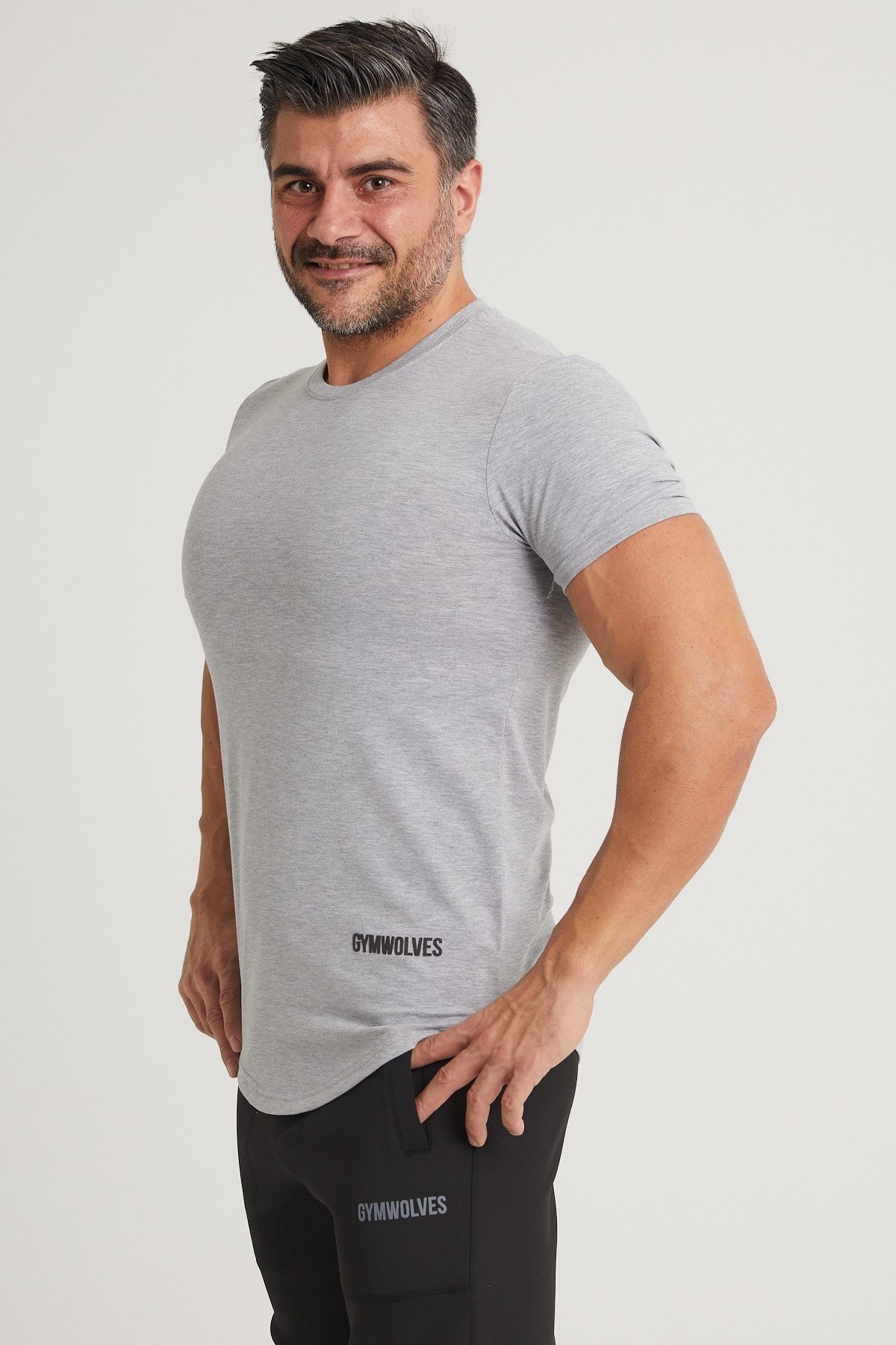 Gymwolves Erkek Spor T-Shirt | T-shirt | Workout Tanktop | Gri | Never Give Up |