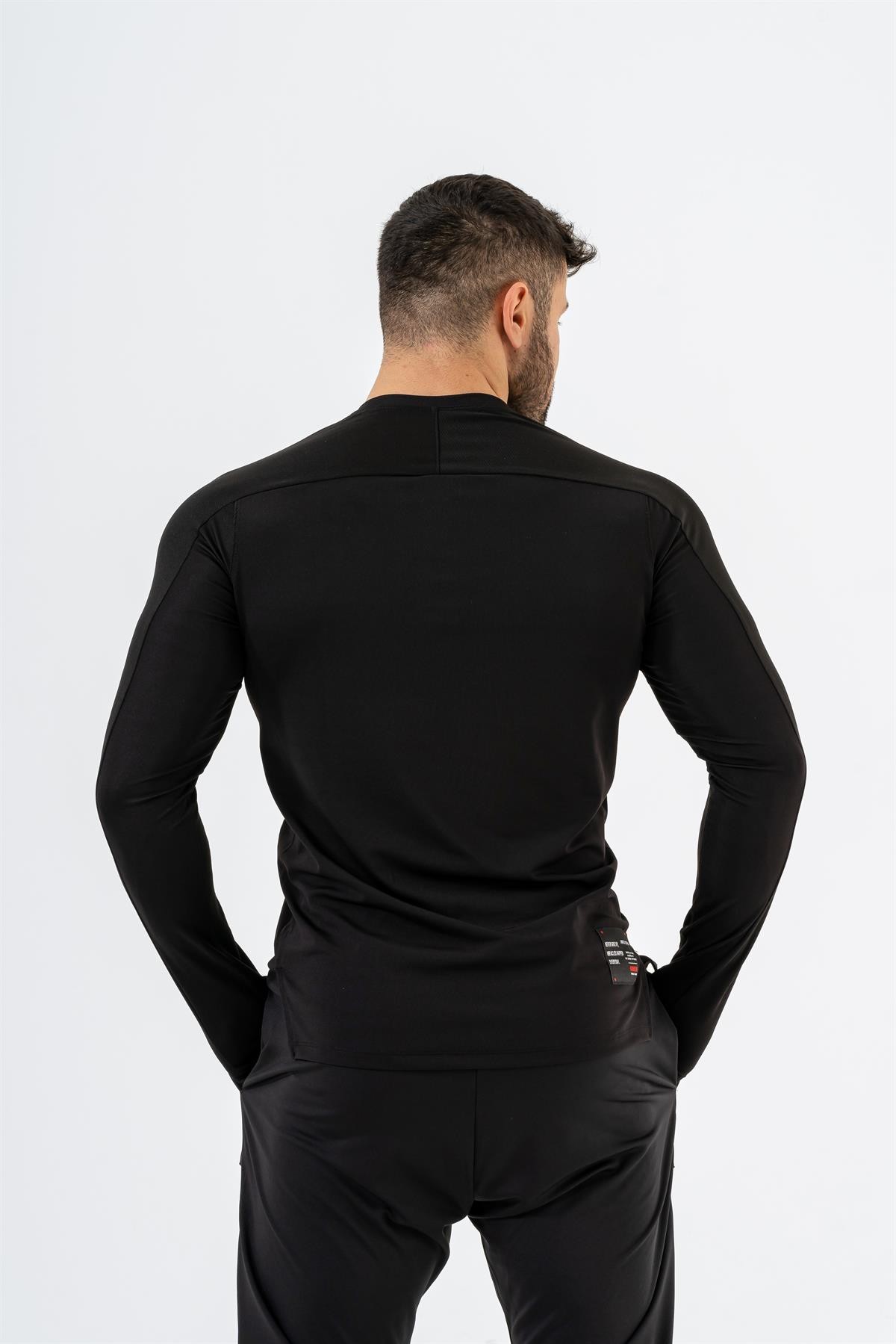 Gymwolves Erkek Spor Body | Siyah | Uzun Kollu Spor T-Shirt  | AirPro Serisi |