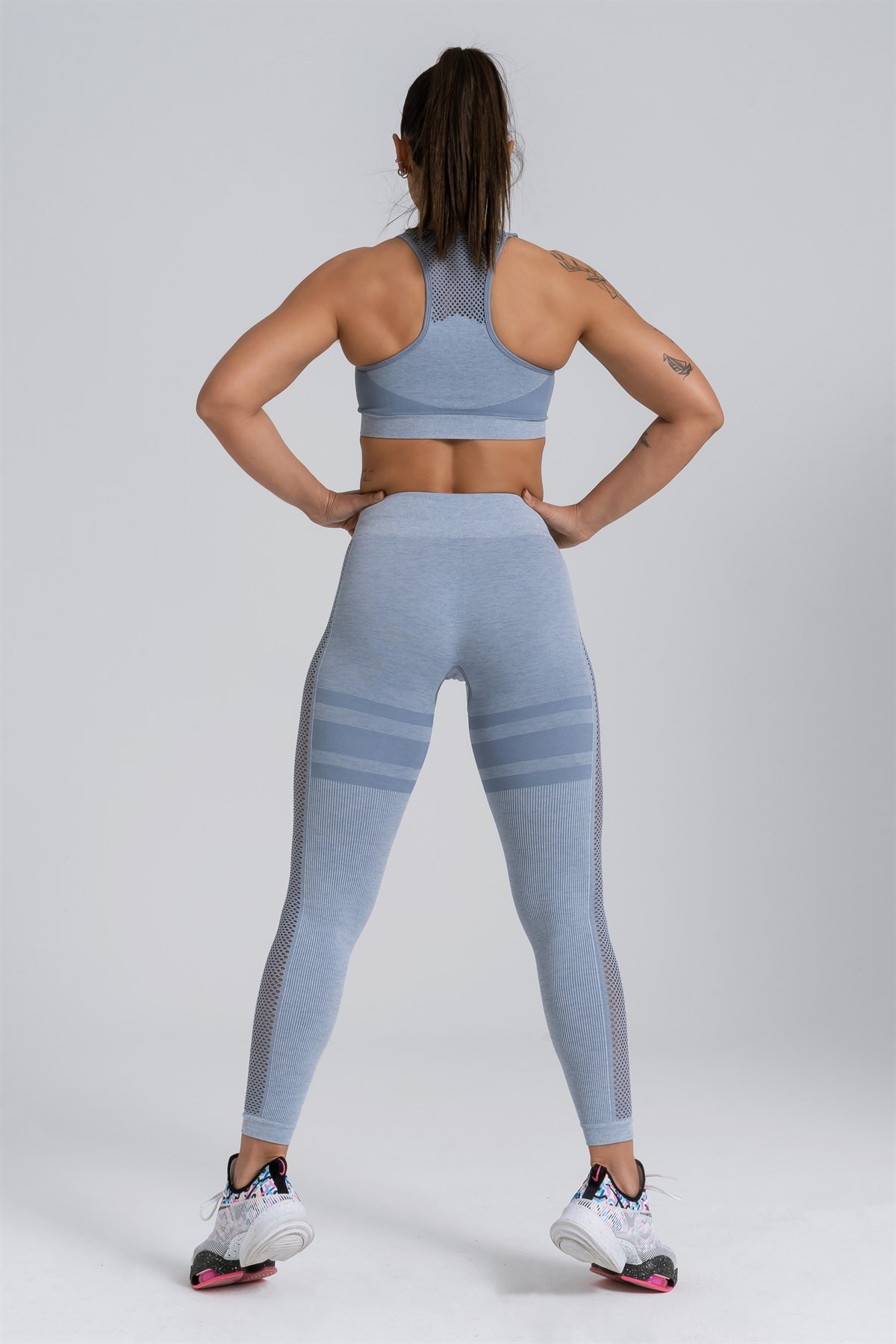 Gymwolves Dikişsiz Spor Tayt | Seamles Leggings | Açık Gri | Queen Serisi |