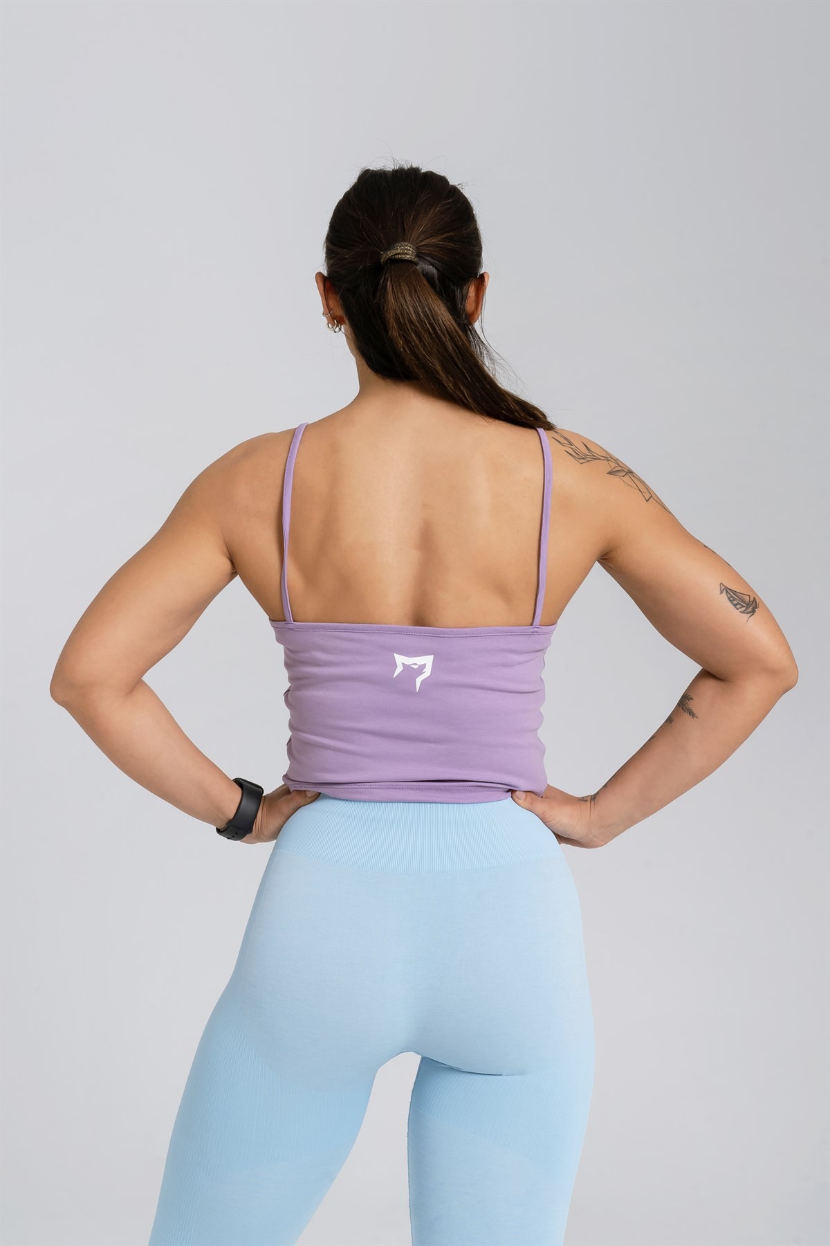Gymwolves Askılı Body Crop Tops | Mor | Cotton Serisi |