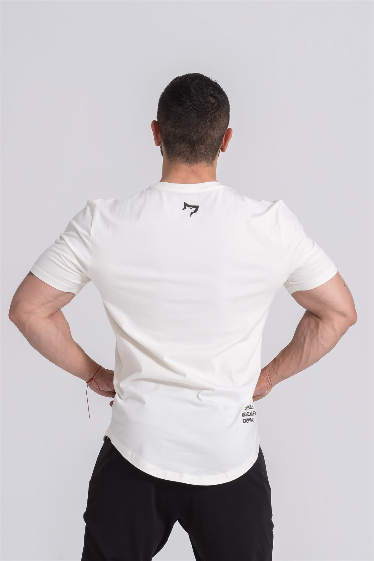 Gymwolves Erkek Spor T-Shirt | T-shirt | Workout Tanktop | Krem | Never Give Up |