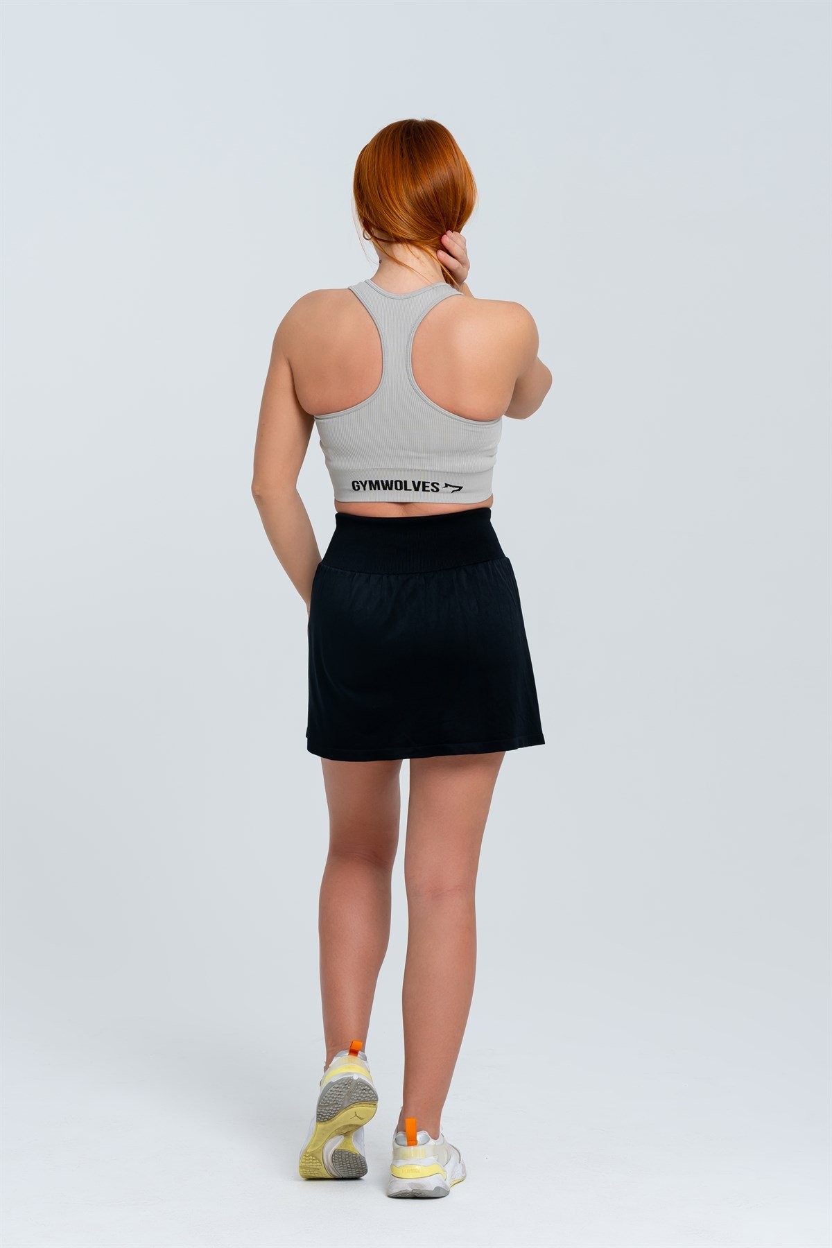 Gymwolves Spor Tennis Etek | Siyah | Seamless Short Skirt |