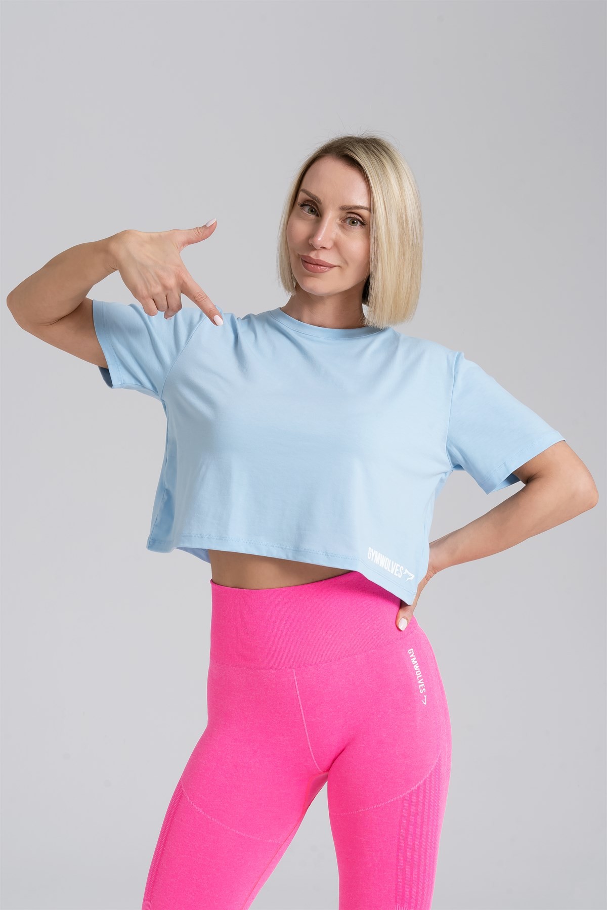 Gymwolves Relax Kadın Crop Tops | Light Blue | Cotton Serisi |