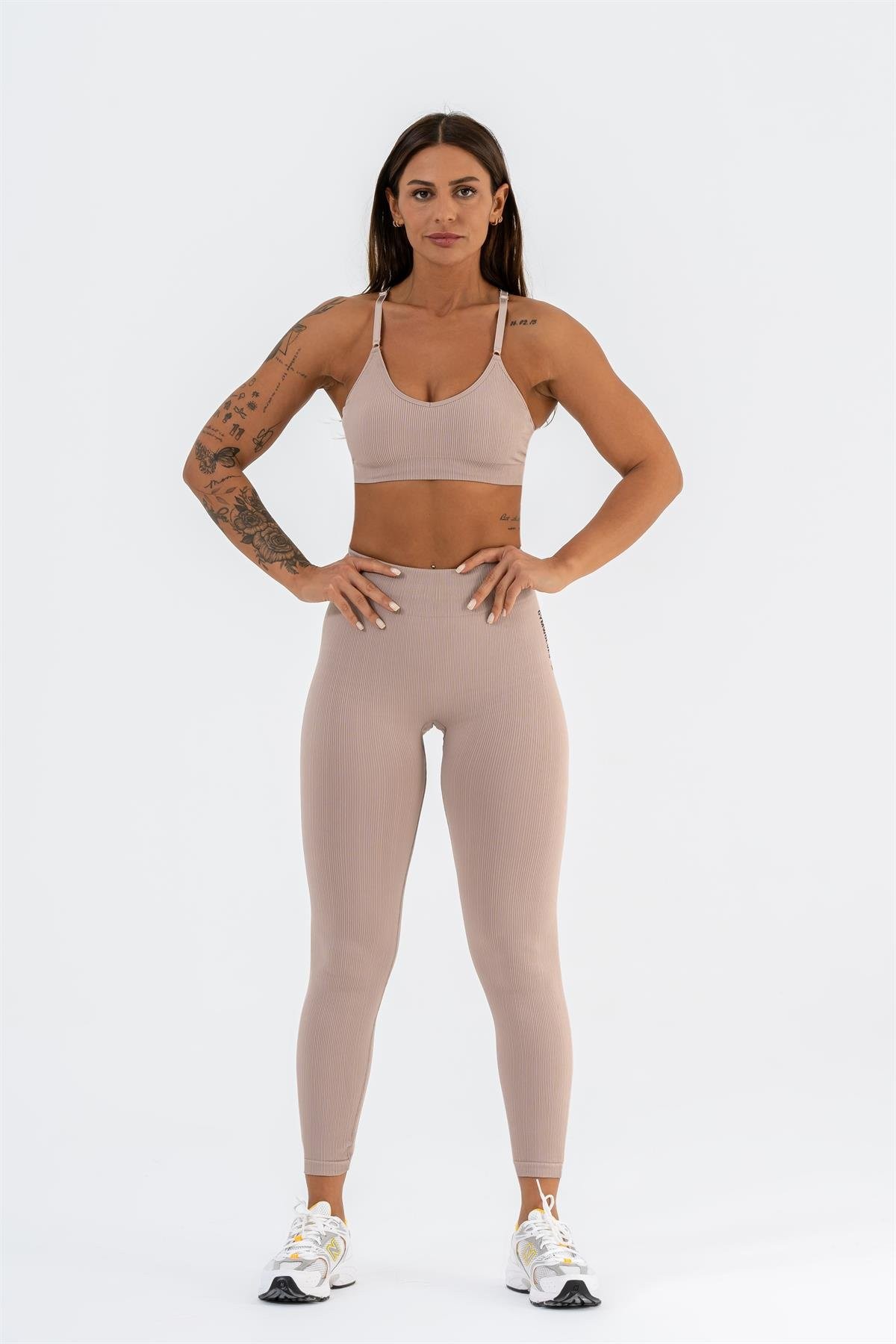 Gymwolves Dikişsiz Spor Sütyeni | Pudra | Seamles Bras | İnce Fitilli Model |