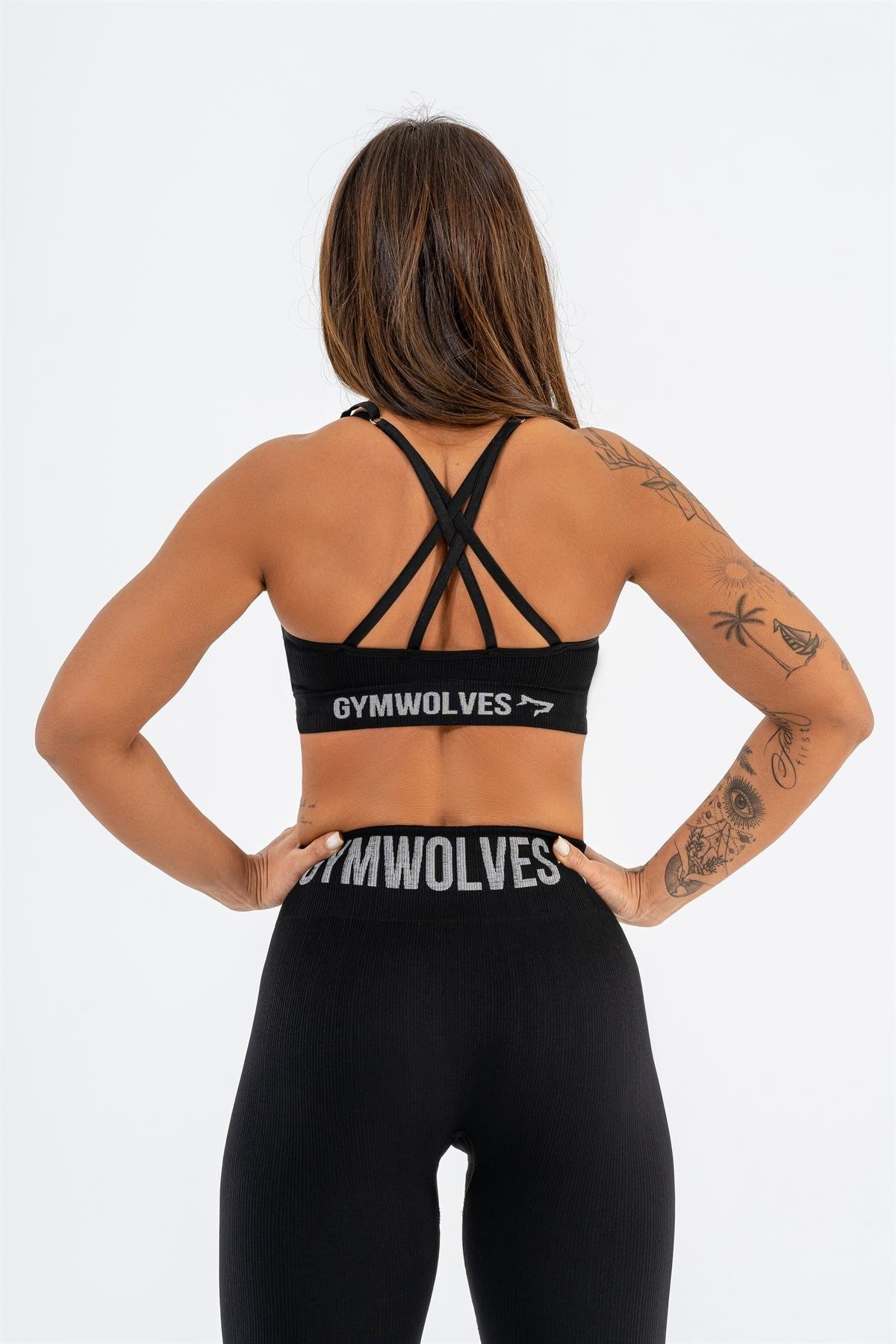Gymwolves Dikişsiz Spor Sütyeni | Siyah | Seamles Bras | İnce Fitilli Model |