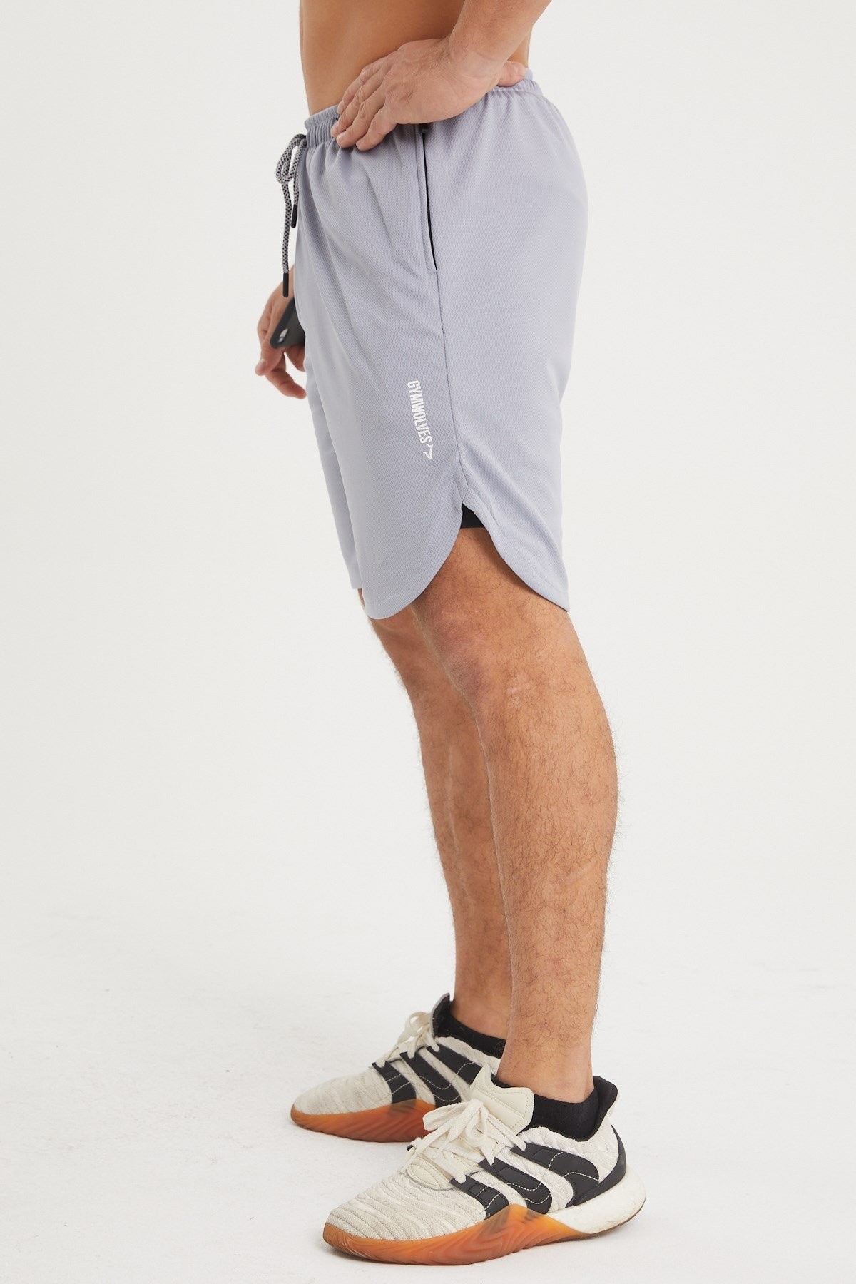 Gymwolves Erkek Spor Şort Çift Katmanlı | Açık Gri | Comfortable Serisi |