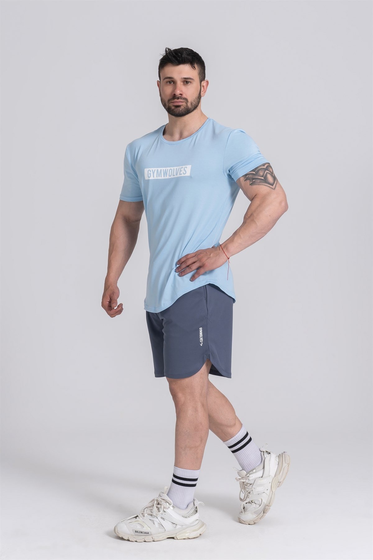 Gymwolves  Erkek Spor T-Shirt  | Light Blue | Workout T-Shirt |