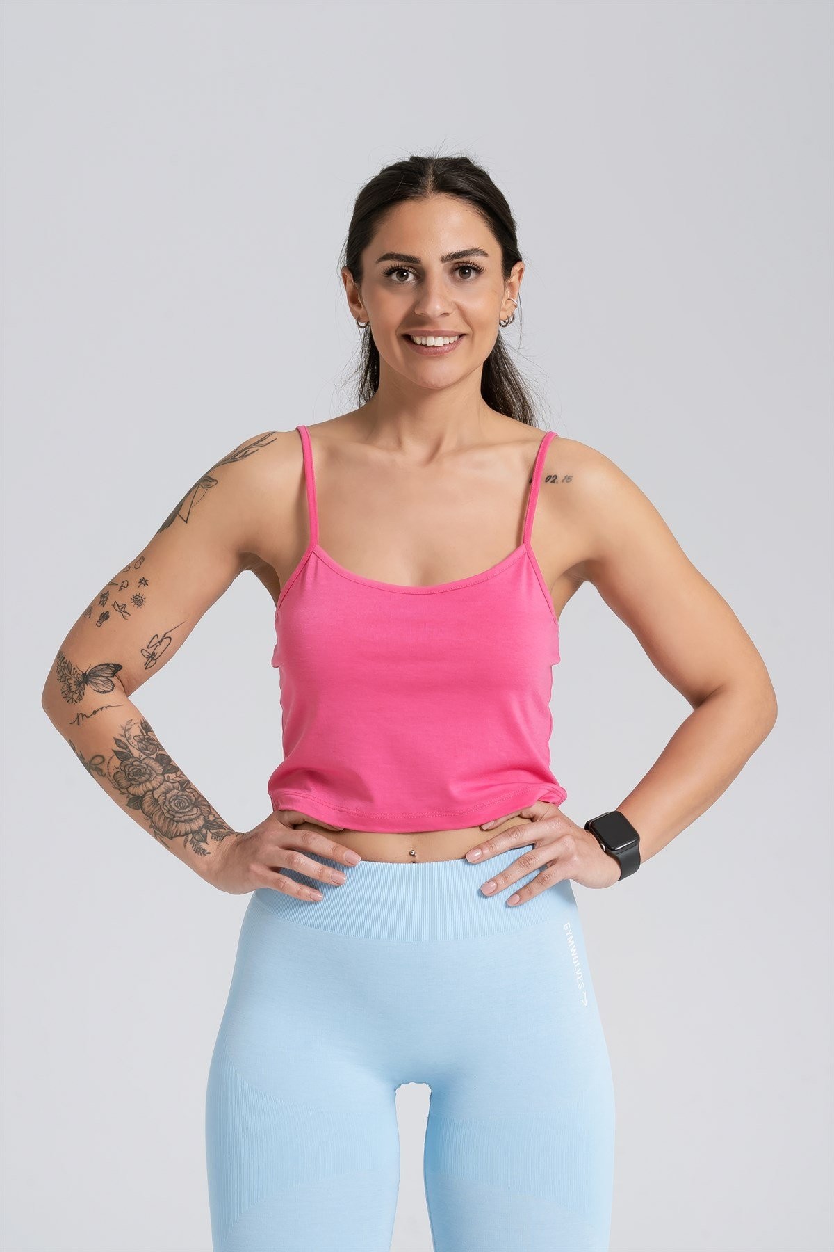 Gymwolves Askılı Body Crop Tops | Fuşya | Cotton Serisi |