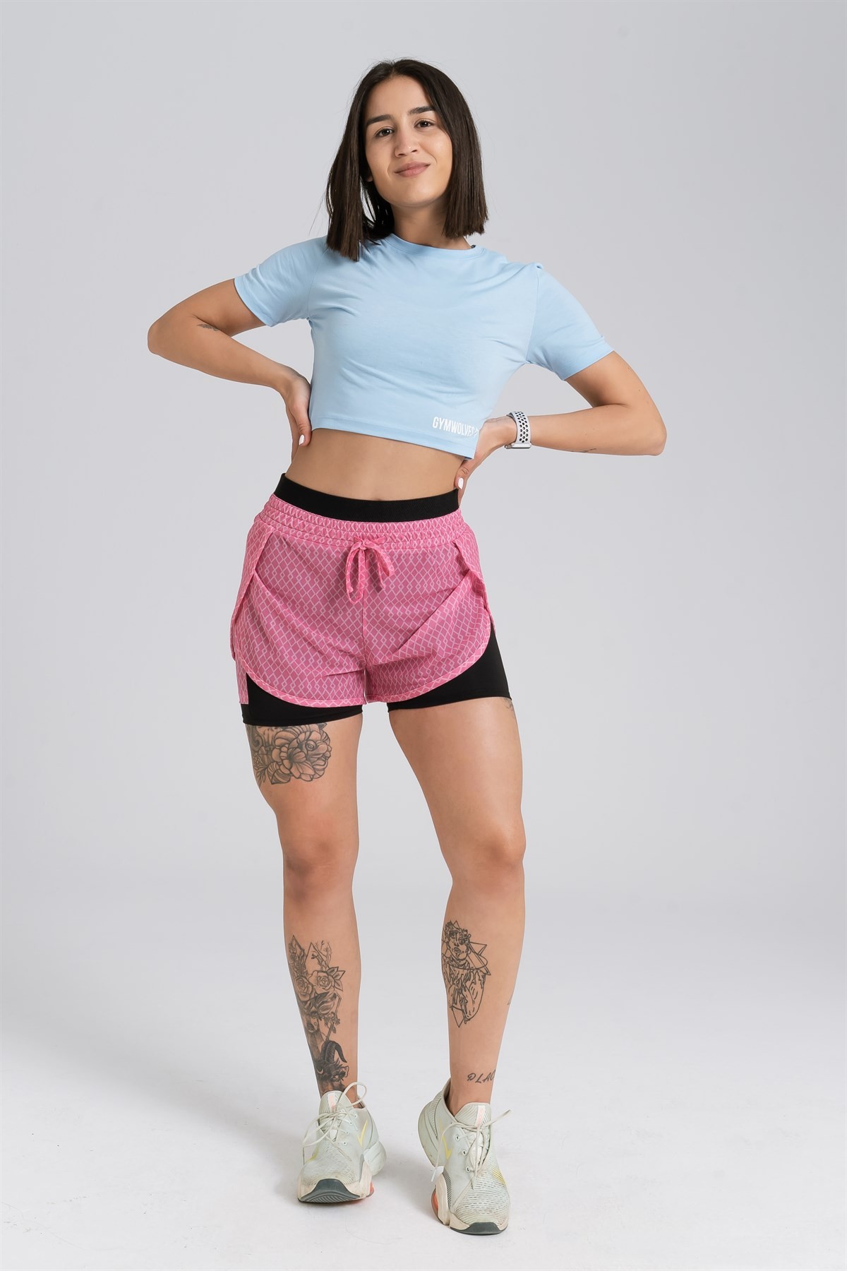 Gymwolves Kadın Body Crop Tops | Light Blue | Cotton Serisi |