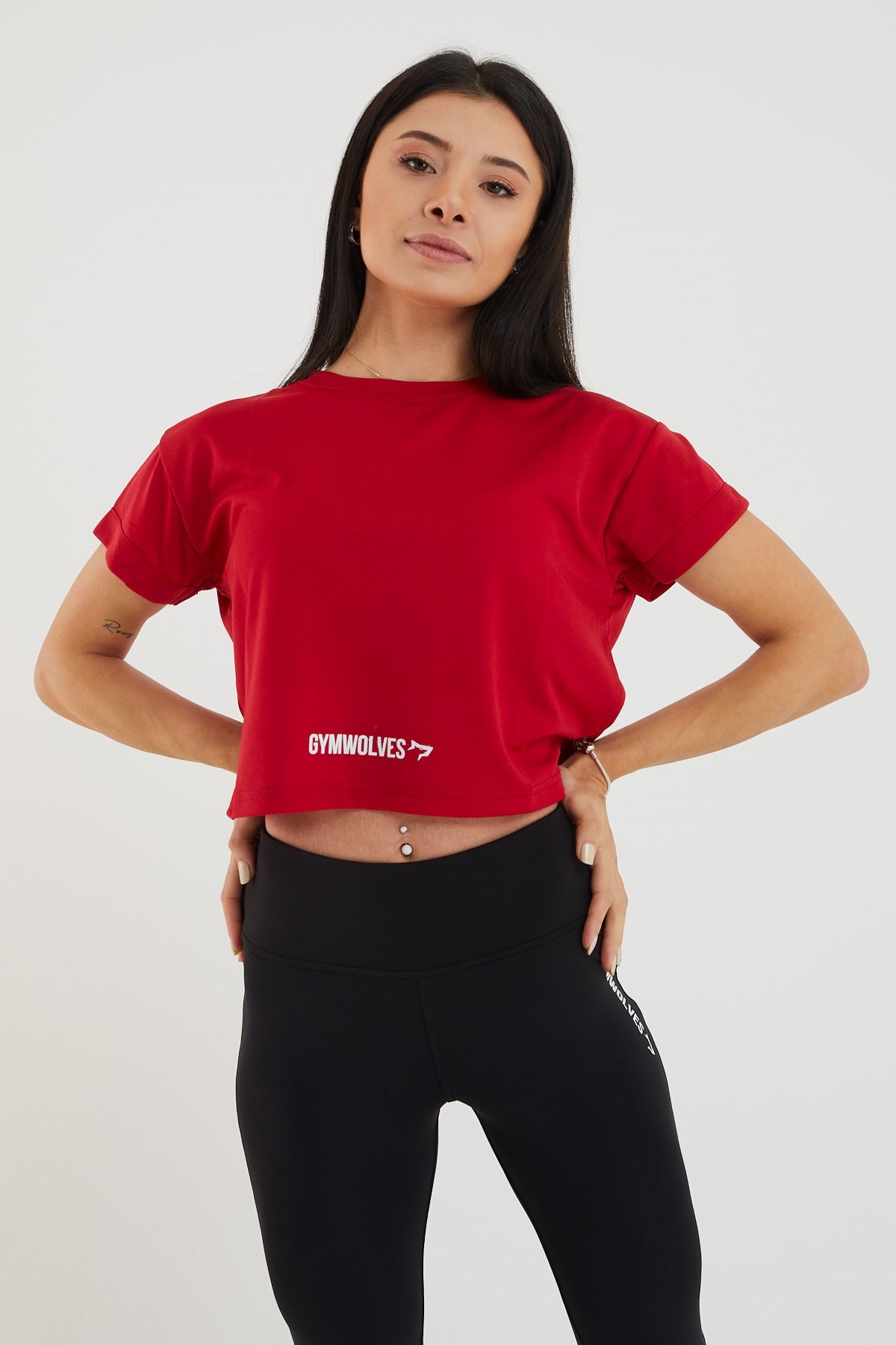 Gymwolves Kadın T-Shirt Crop/ Kırmızı |  Spor Tshirt
