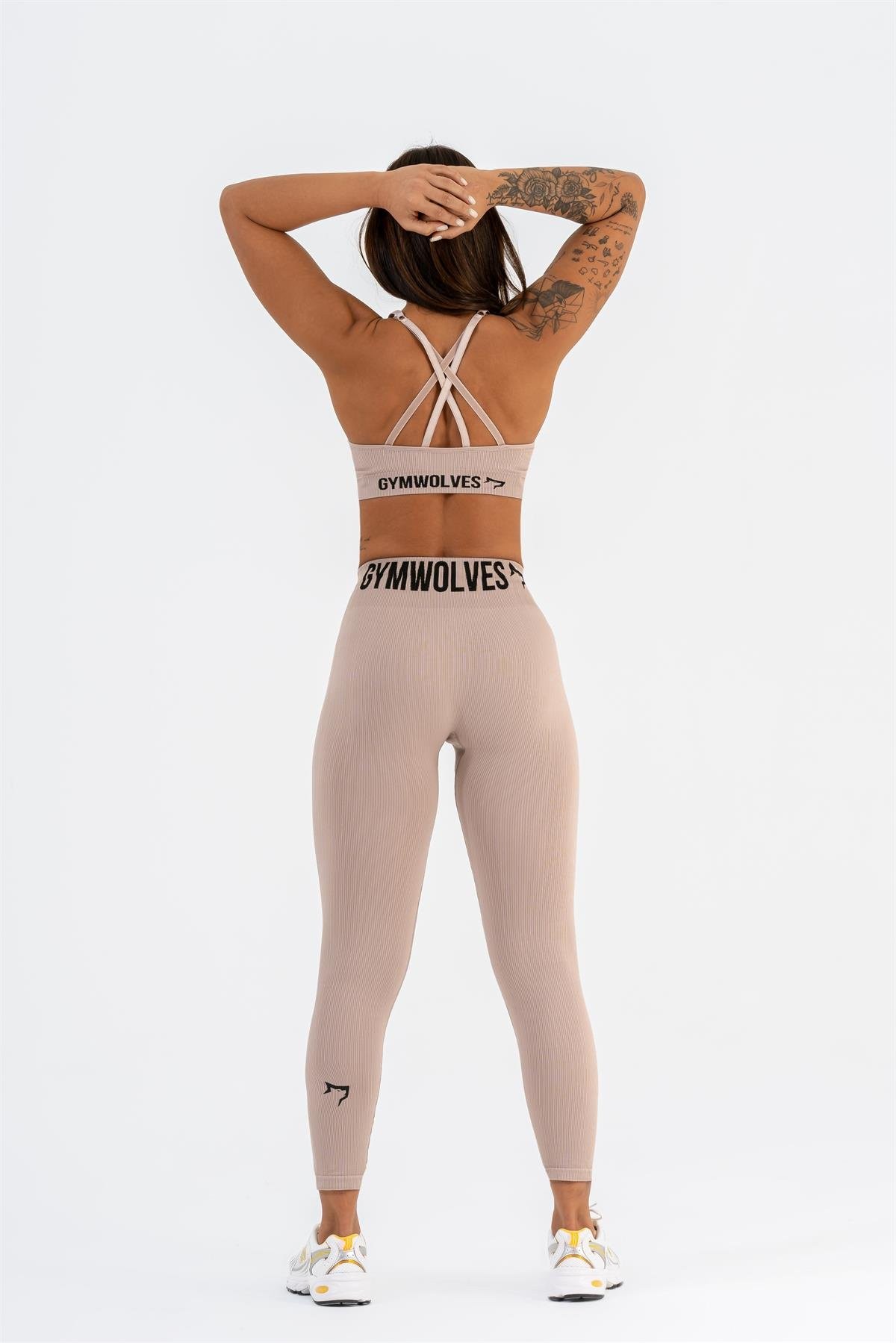 Gymwolves Dikişsiz Spor Sütyeni | Pudra | Seamles Bras | İnce Fitilli Model |