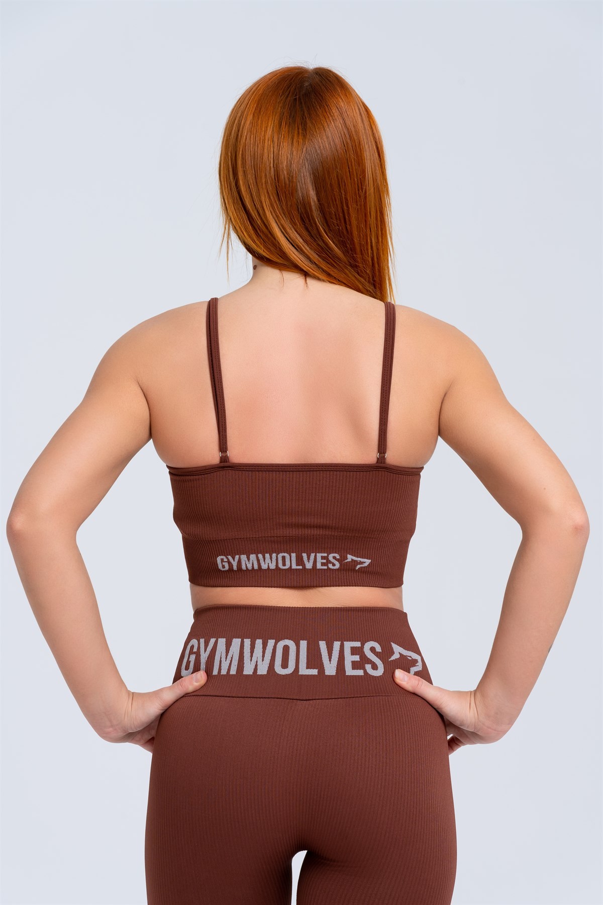 Gymwolves Dikişsiz Spor Sütyeni | Kahverengi | Seamles Bras | Fitilli Model |