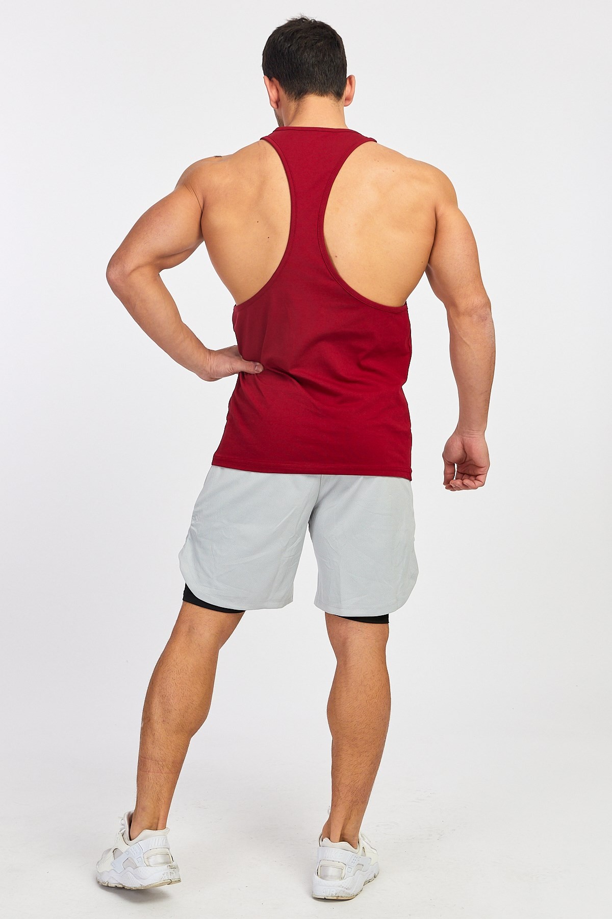 Gymwolves Erkek Spor Atleti | Stringer | Workout Tanktop | Bordo | Wolf Serisi