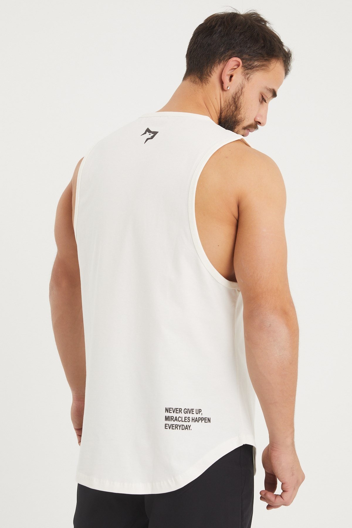 Gymwolves Erkek Kolsuz T-Shirt | Erkek Spor T-shirt | Krem | Workout Tanktop |