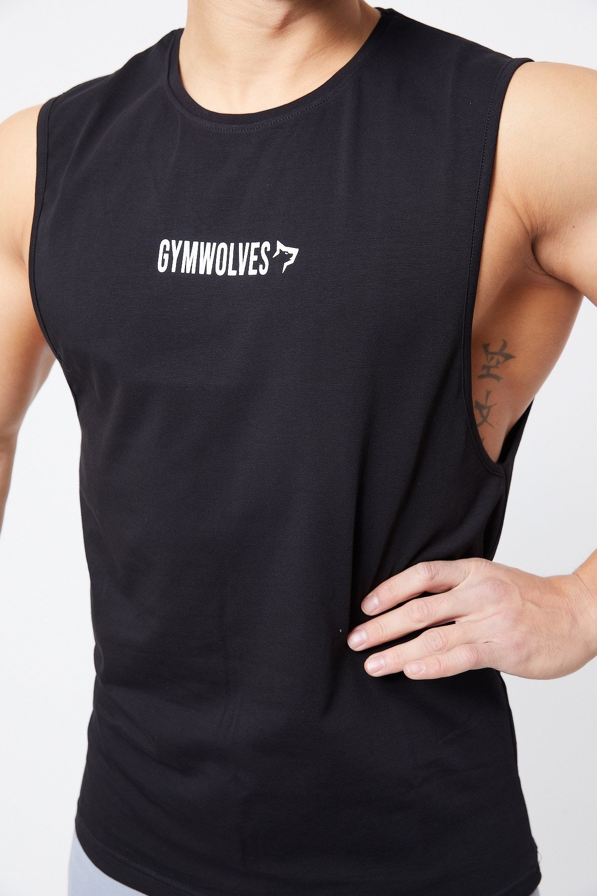 Gymwolves Erkek Kolsuz T-Shirt | Erkek Spor T-shirt | Siyah | Workout Tanktop |