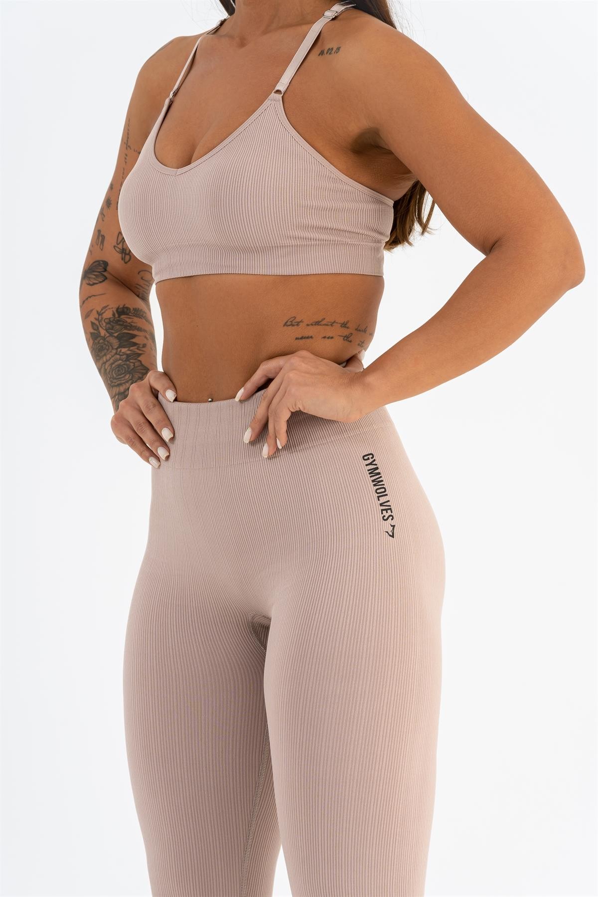 Gymwolves Dikişsiz Spor Sütyeni | Pudra | Seamles Bras | İnce Fitilli Model |