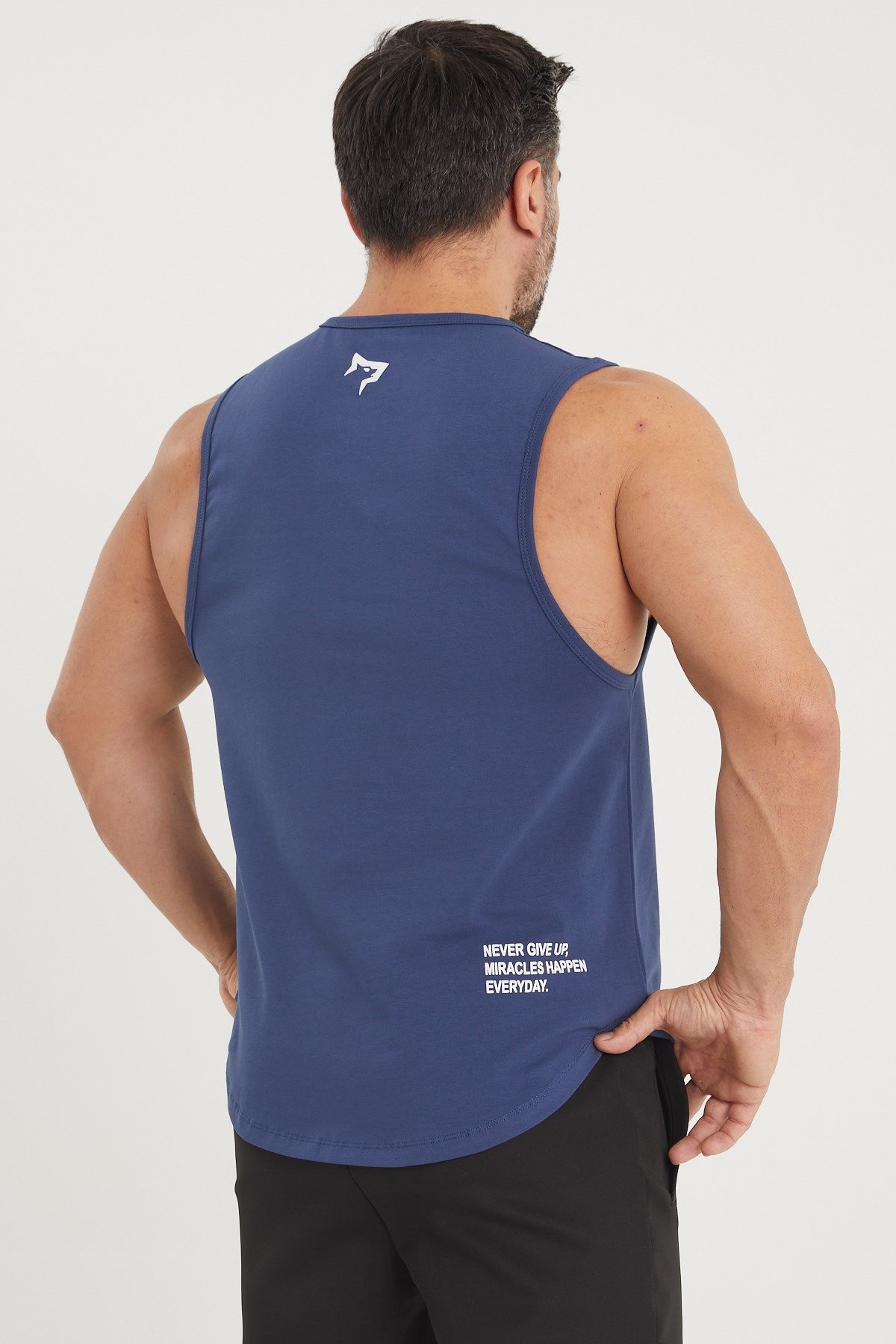 Gymwolves Erkek Kolsuz T-Shirt | Erkek Spor T-shirt | İndigo | Workout Tanktop |