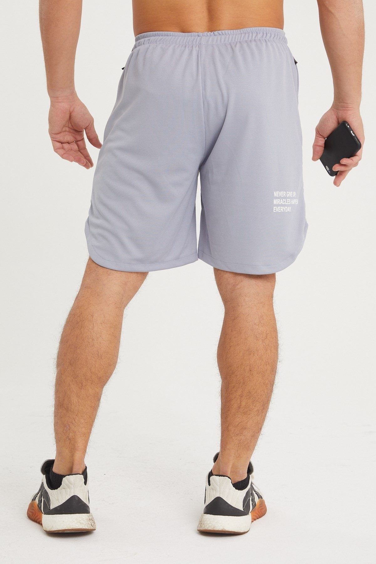 Gymwolves Erkek Spor Şort Çift Katmanlı | Açık Gri | Comfortable Serisi |