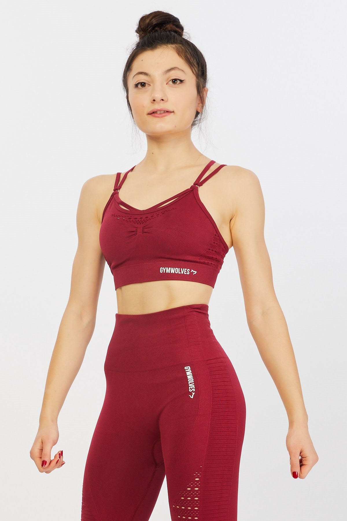 Gymwolves Dikişsiz Spor Sütyeni | Seamles Bras | Bordo | Motive Serisi |