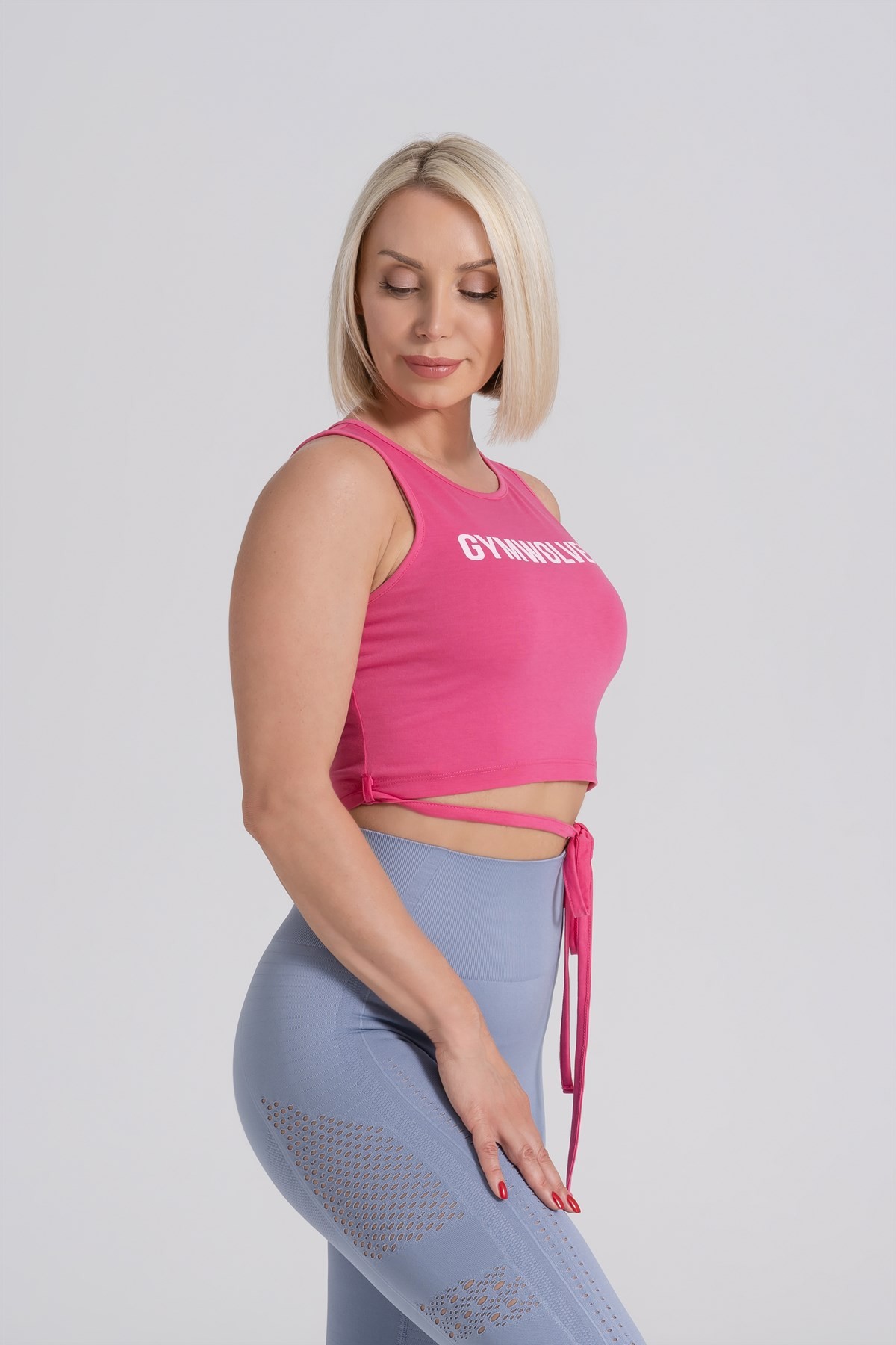 Gymwolves Bağ Detaylı Body Crop Tops | Fuşya | Cotton Serisi |