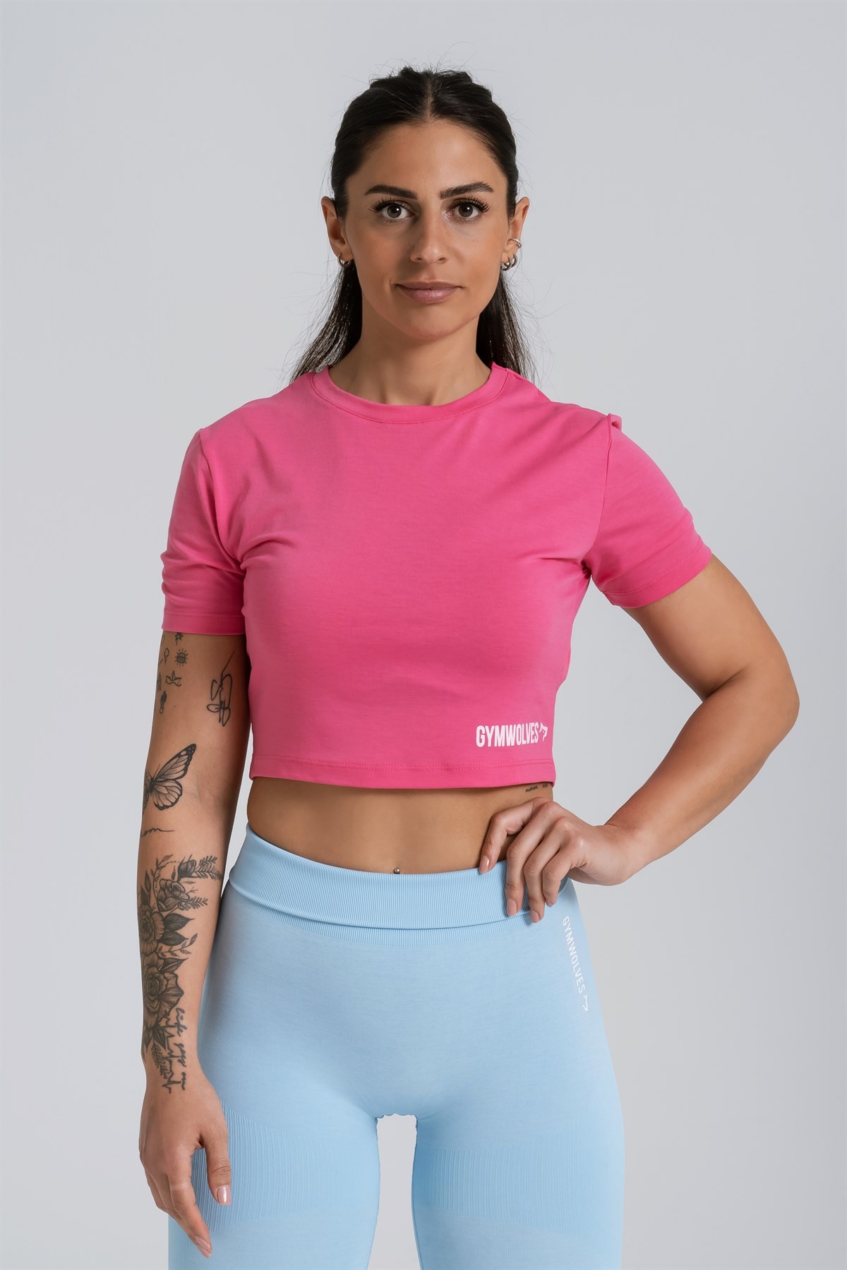 Gymwolves Kadın Body Crop Tops | Fuşya | Cotton Serisi |
